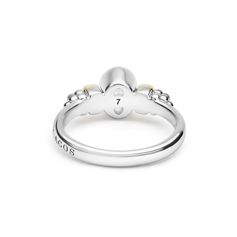 LAGOS Signature Caviar Two-Tone White Topaz Oval Ring