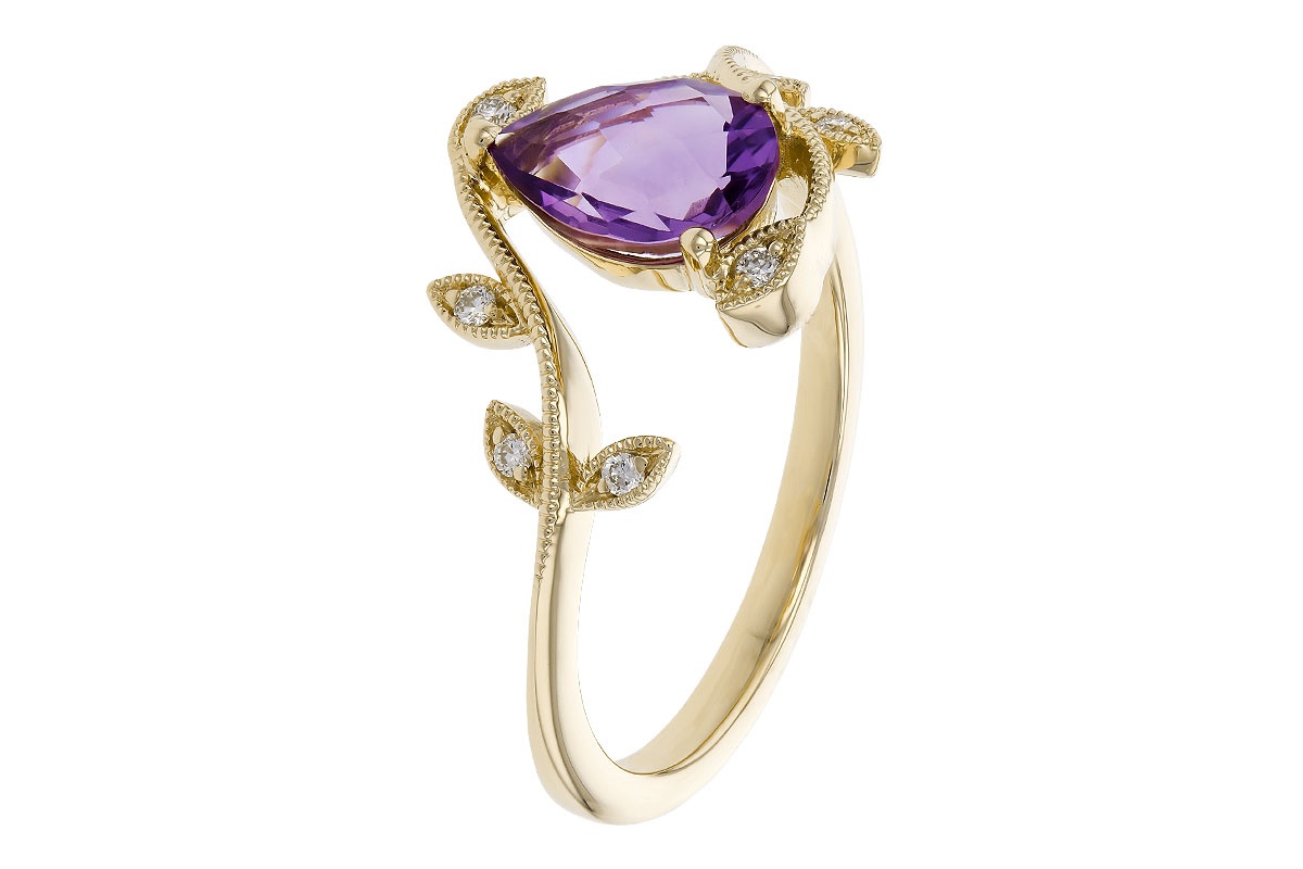 Allison Kaufman Amethyst & Diamond Vine Ring