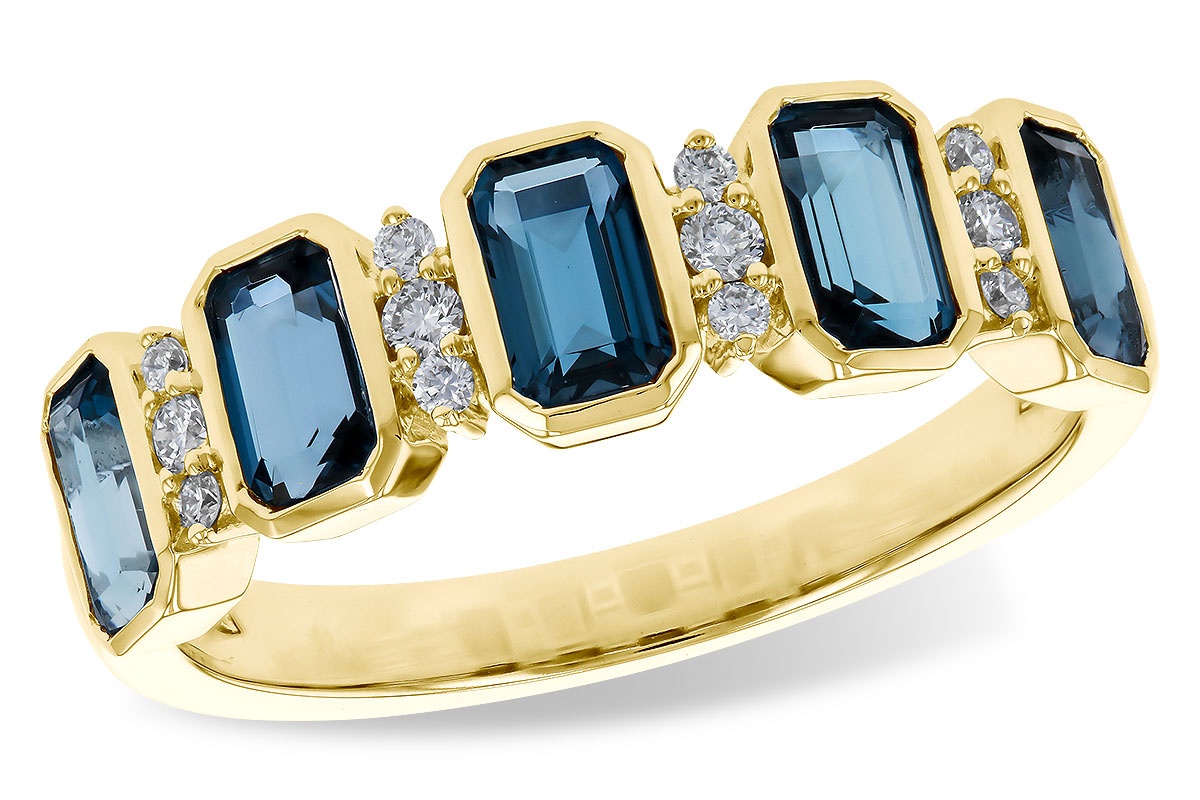 Allison Kaufman London Blue Topaz & Diamond Bezel Ring