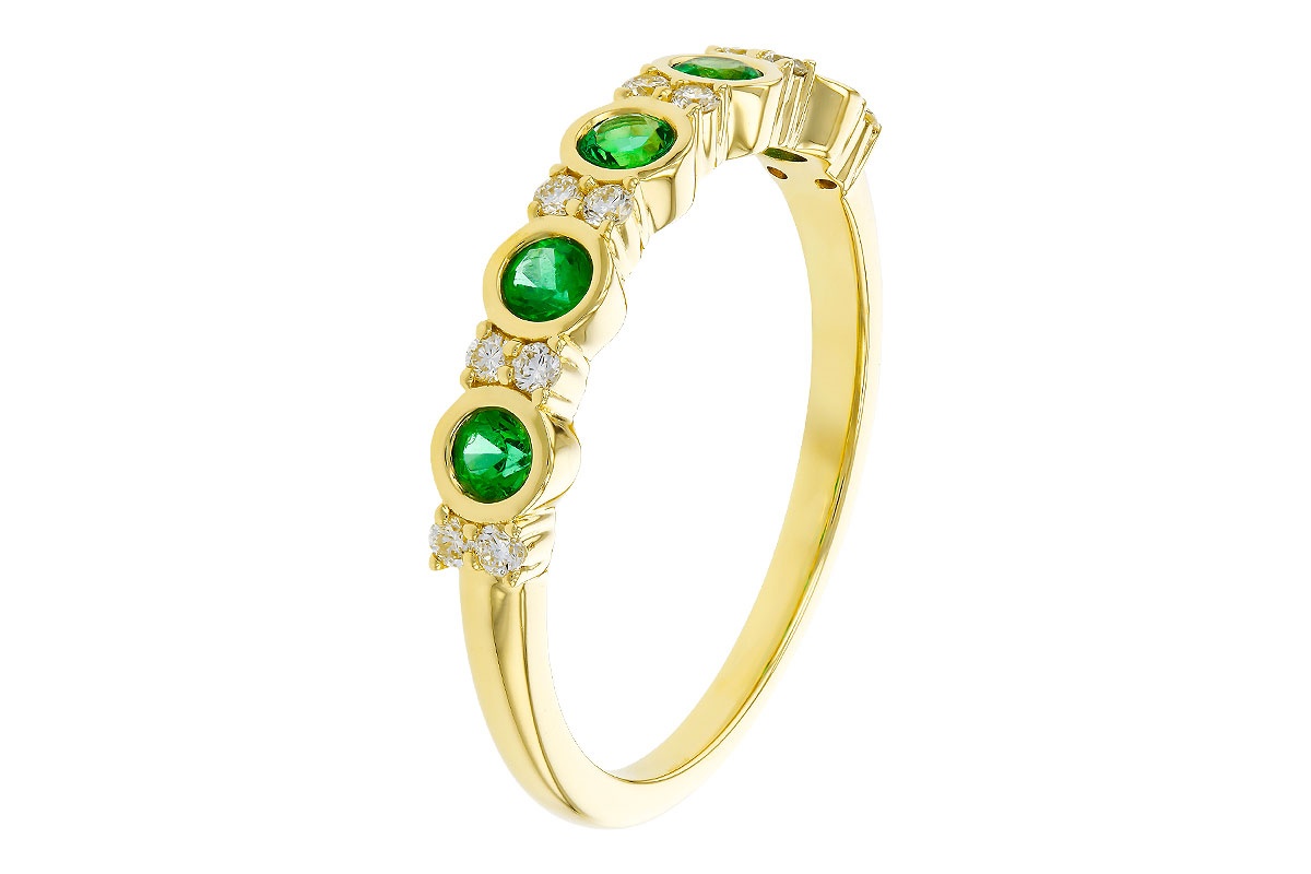 Allison Kaufman Emerald & Diamond Band Ring