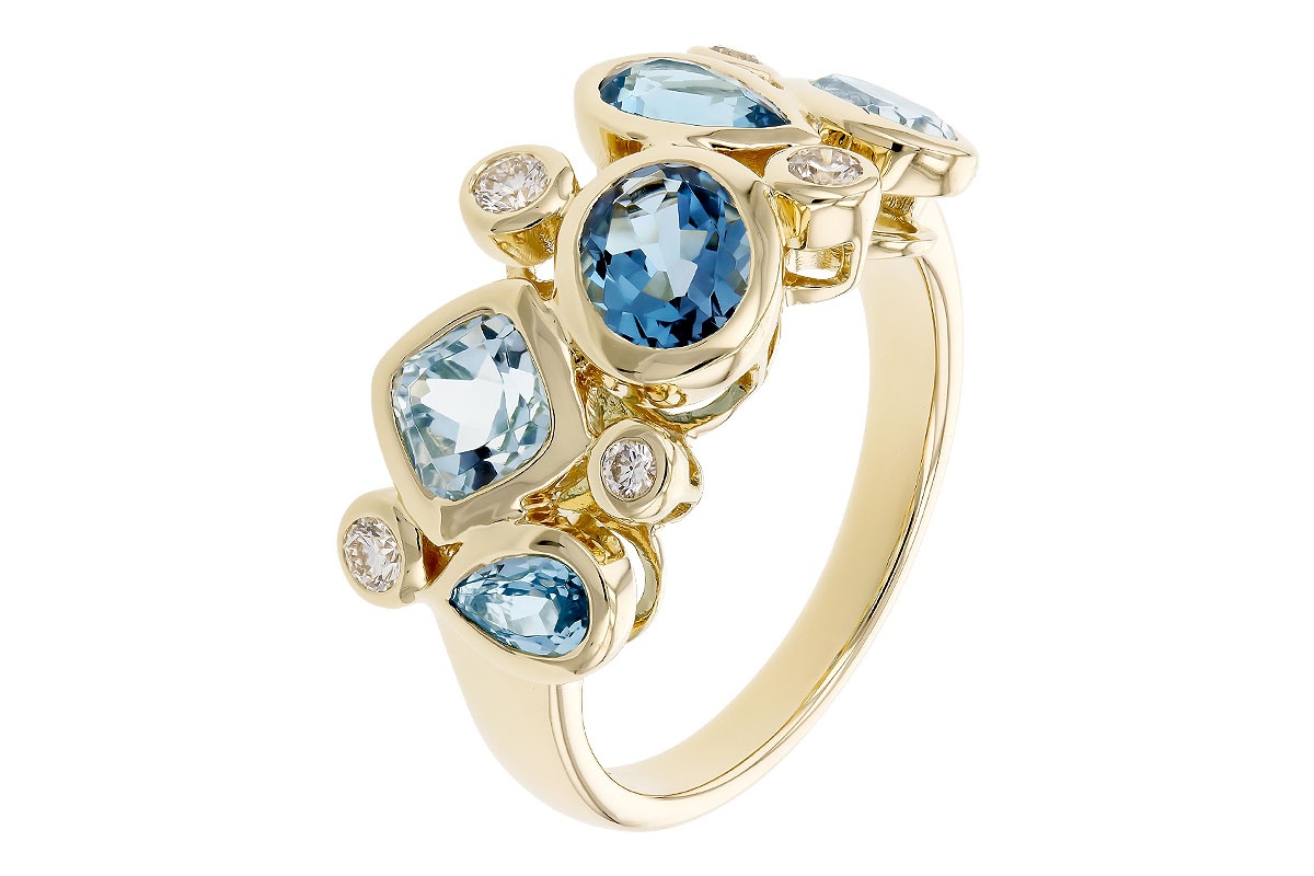 Allison Kaufman Blue Topaz & Diamond Ring
