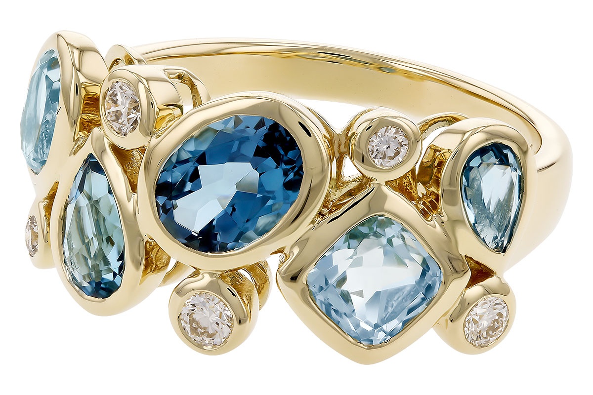 Allison Kaufman Blue Topaz & Diamond Ring