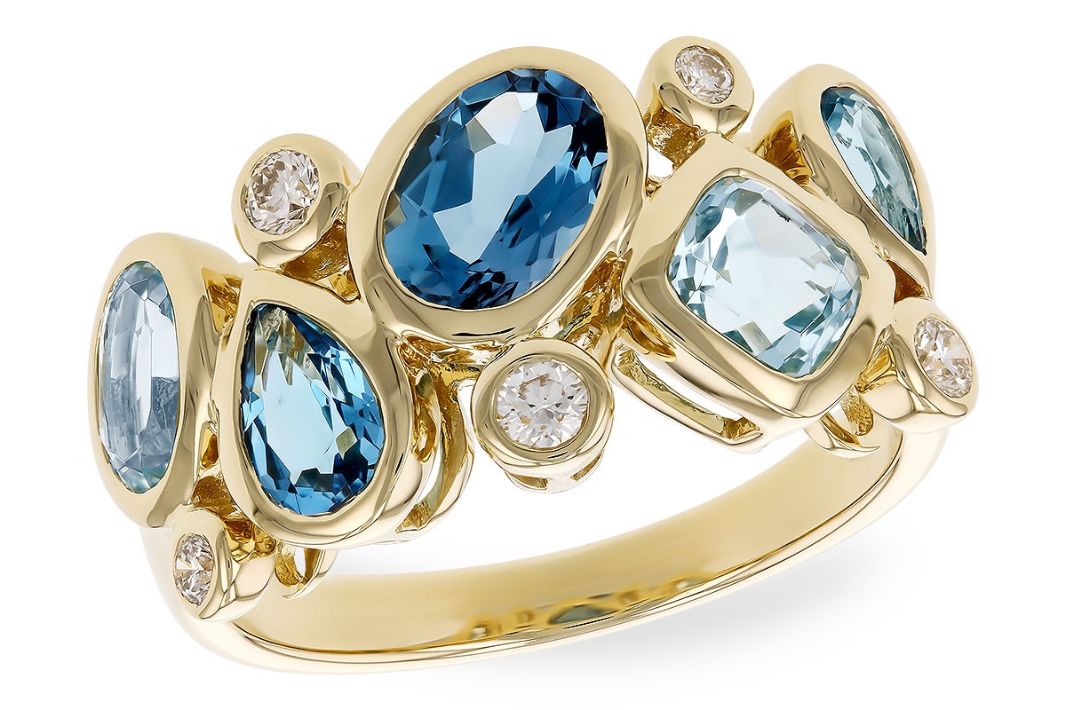 Allison Kaufman Blue Topaz & Diamond Ring