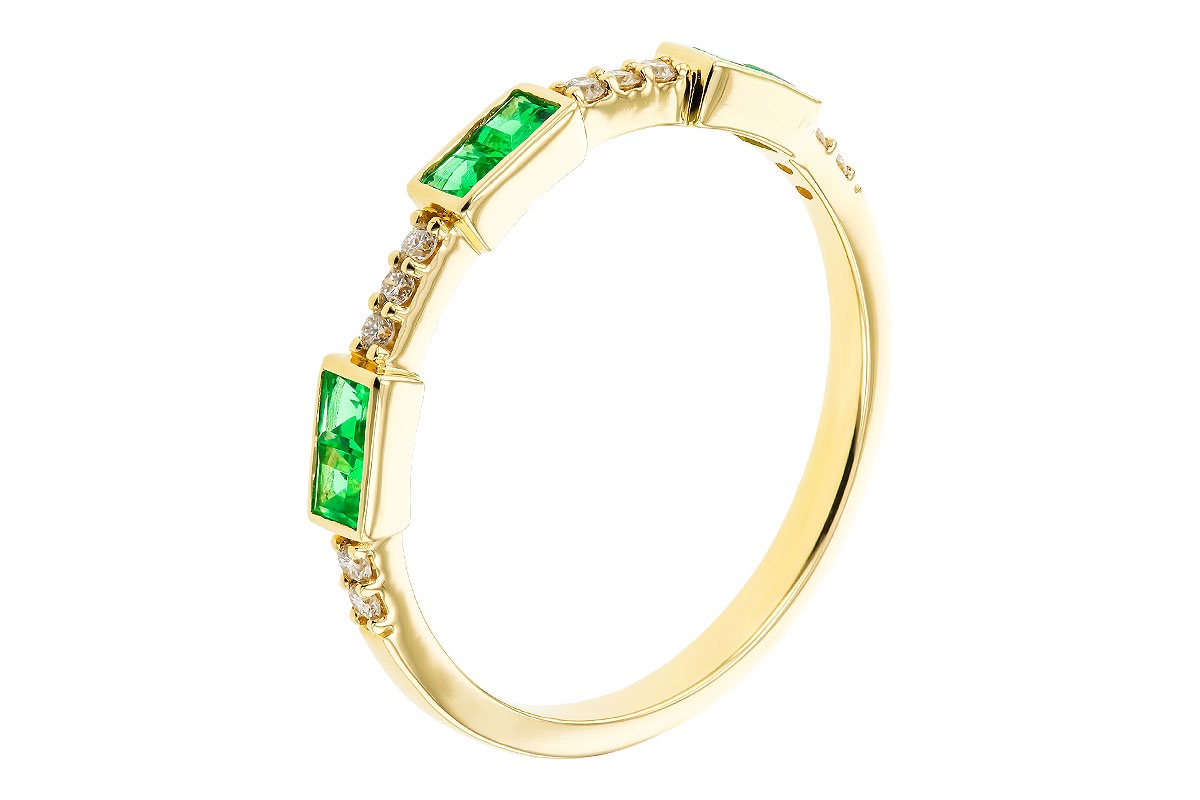Allison Kaufman Emerald & Diamond Band Ring