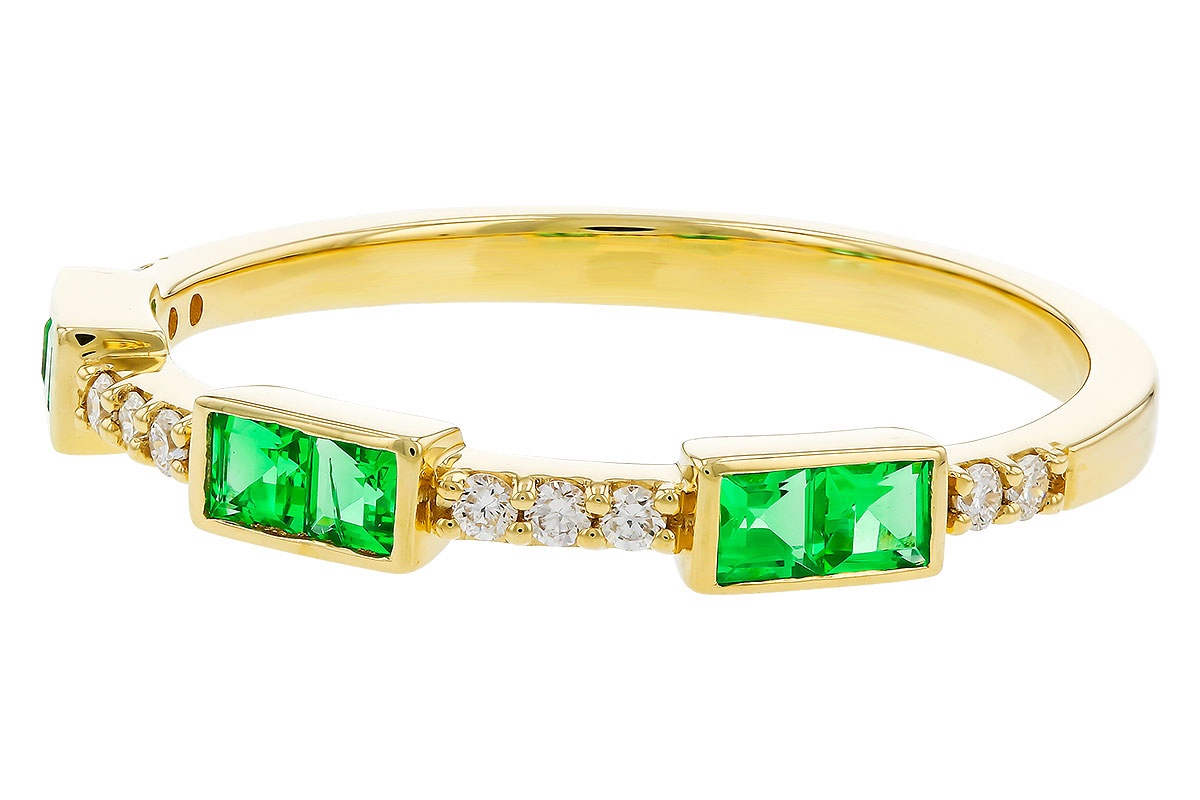 Allison Kaufman Emerald & Diamond Band Ring