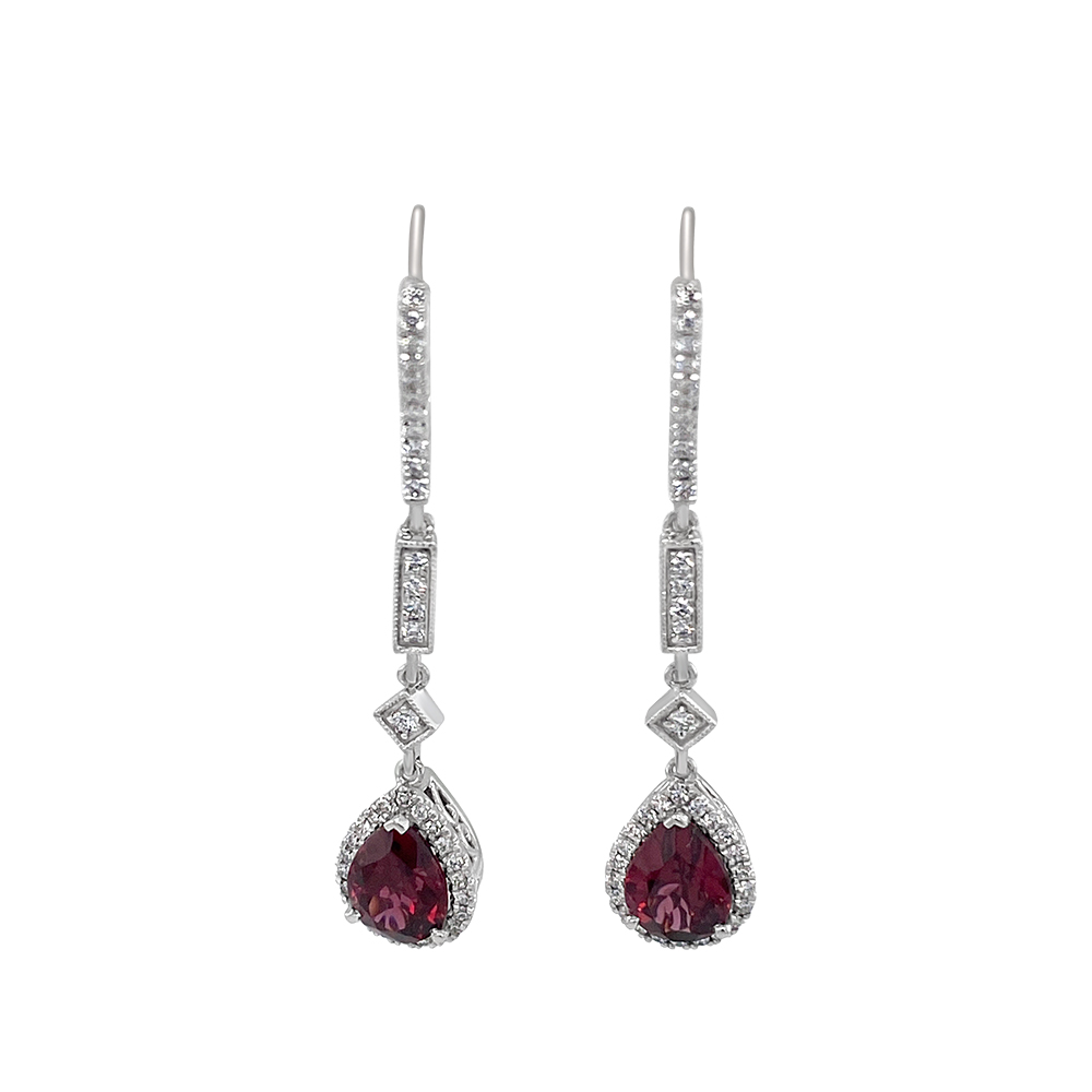 Irisa By Martin Binder Rhodolite Garnet & Diamond Dangle Earrings
