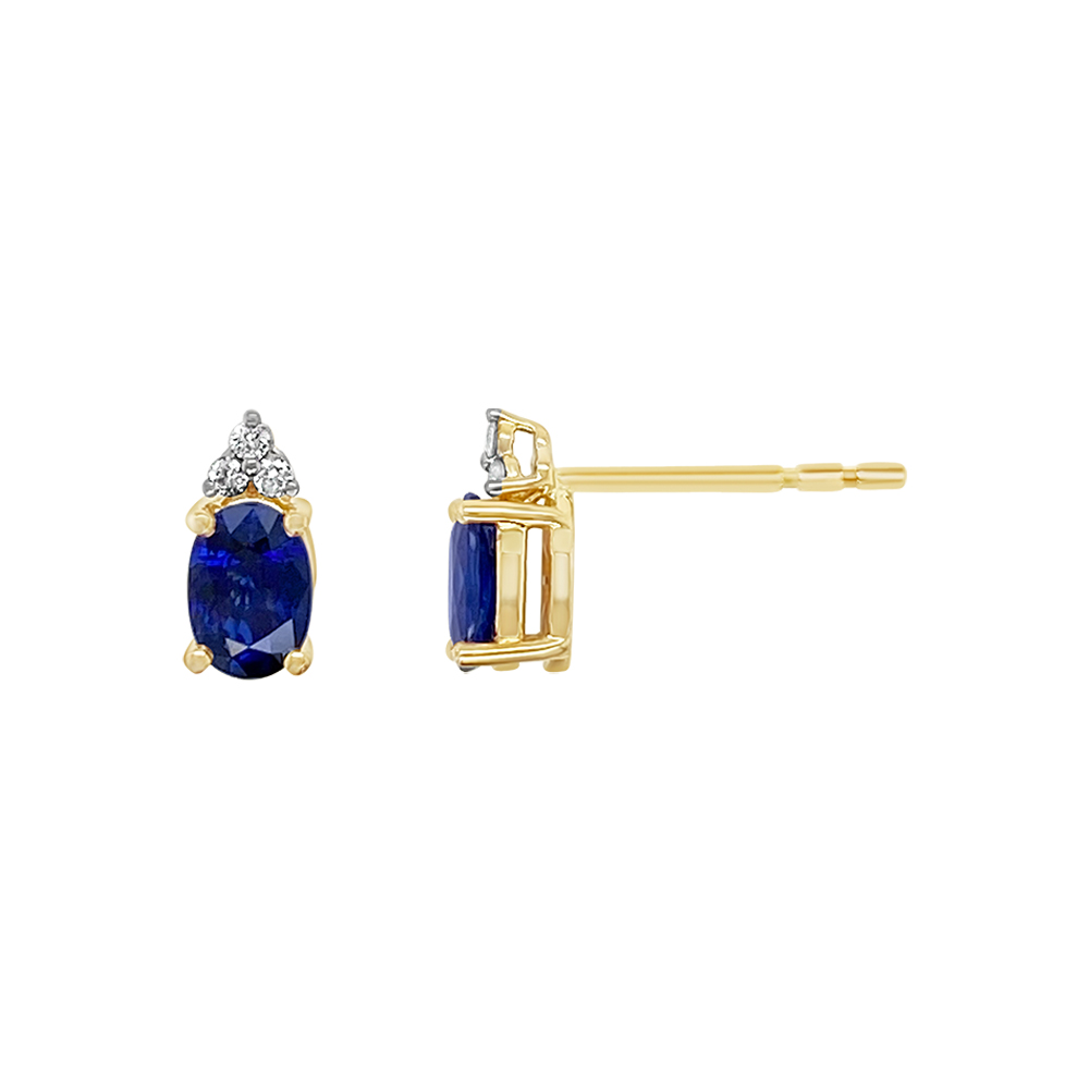 Irisa By Martin Binder Oval Blue Sapphire & Diamond Stud Earrings