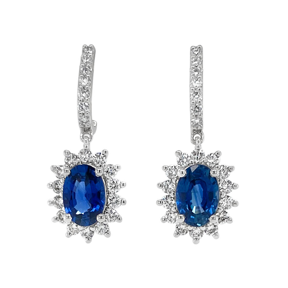 Irisa By Martin Binder Ornate Halo Blue Sapphire & Diamond Earrings