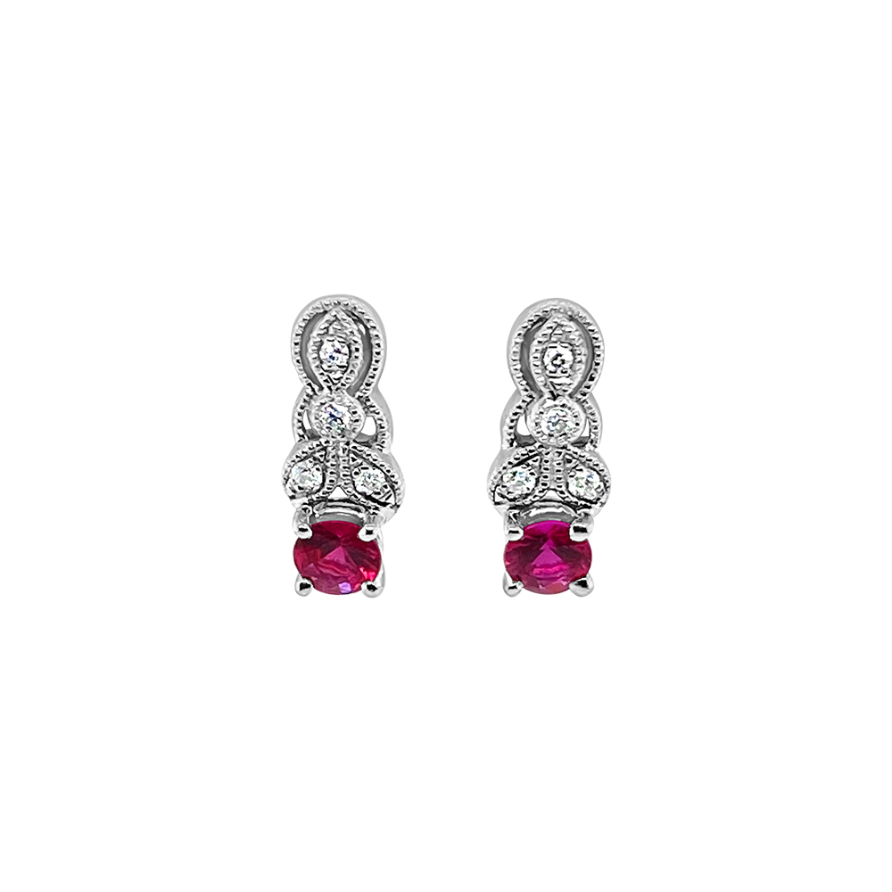 Irisa By Martin Binder Ruby & Diamond Filigree Earrings
