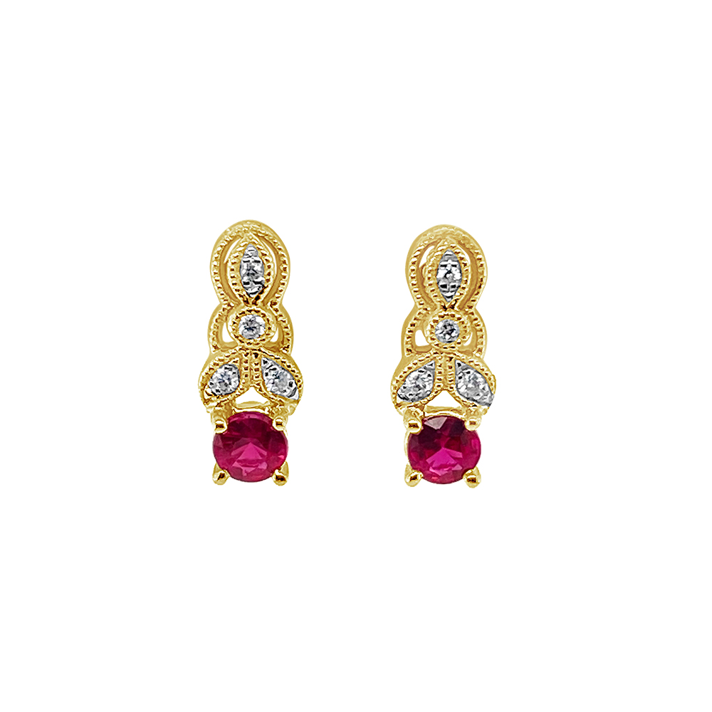 Irisa By Martin Binder Ruby & Diamond Filigree Earrings