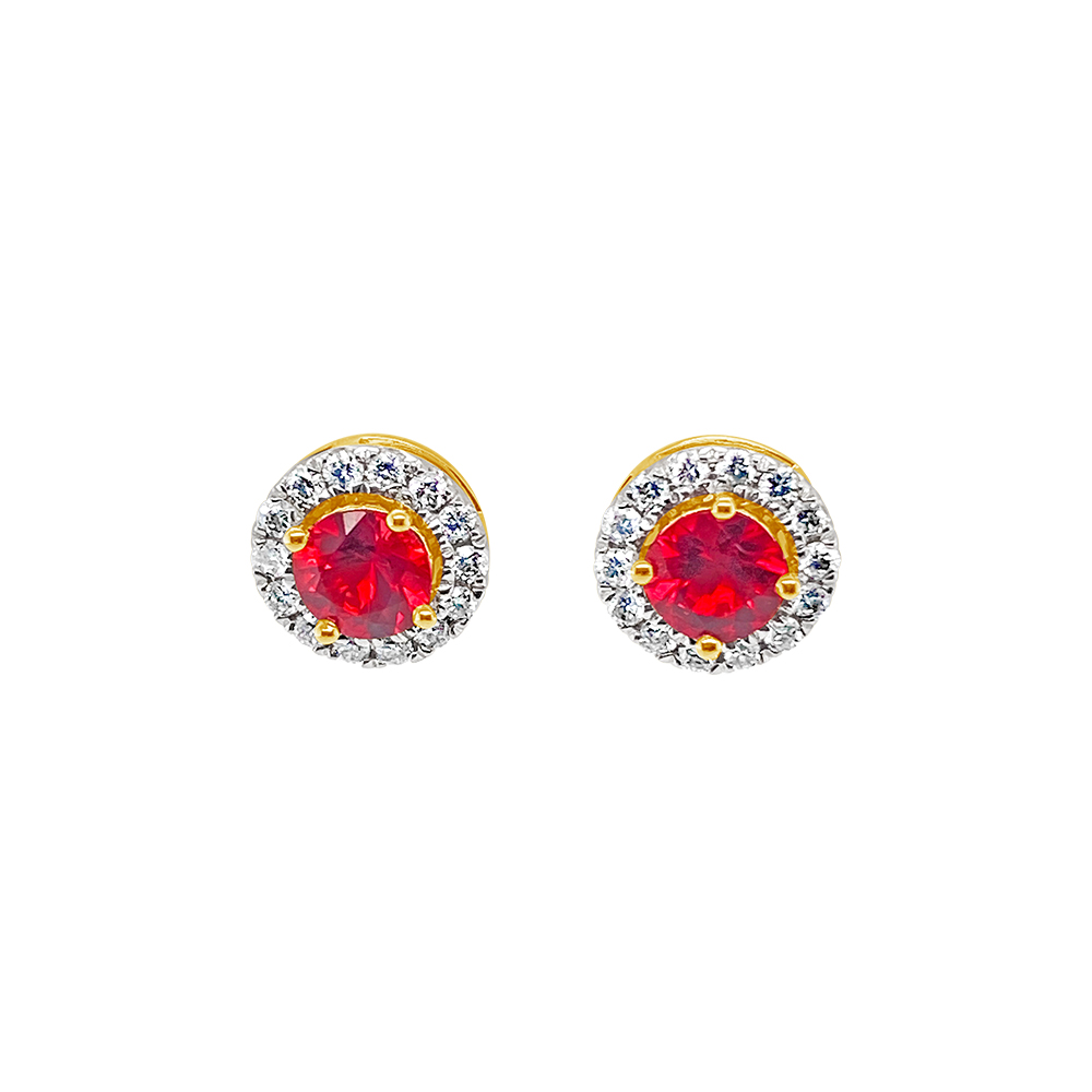 Irisa By Martin Binder Ruby & Diamond Halo Stud Earrings