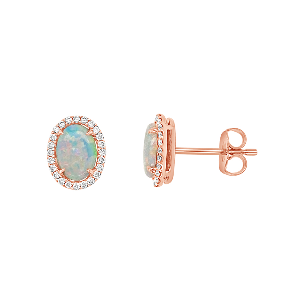 Irisa By Martin Binder Oval Opal & Diamond Halo Stud Earrings