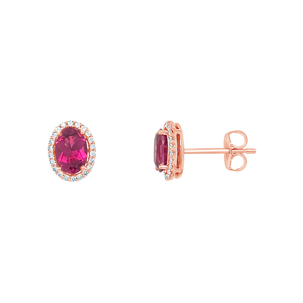 Irisa By Martin Binder Oval Tourmaline & Diamond Halo Stud Earrings