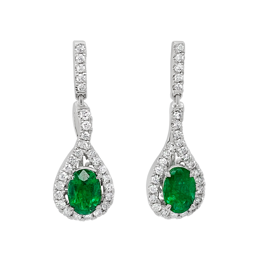 Irisa By Martin Binder Emerald & Diamond Dangle Earrings