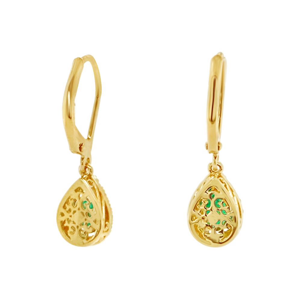 Irisa By Martin Binder Pear Emerald & Diamond Dangle Earrings