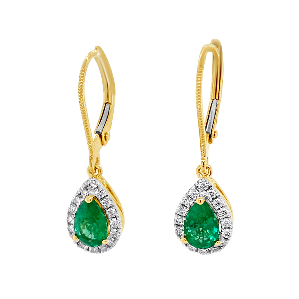 Irisa By Martin Binder Pear Emerald & Diamond Dangle Earrings