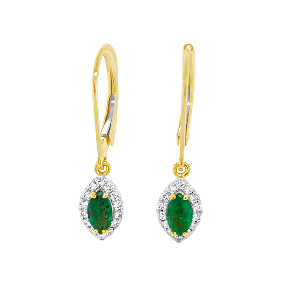 Irisa By Martin Binder Marquise Emerald & Diamond Dangle Earrings