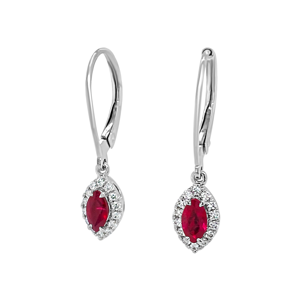 Irisa By Martin Binder Marquise Ruby & Diamond Dangle Earrings