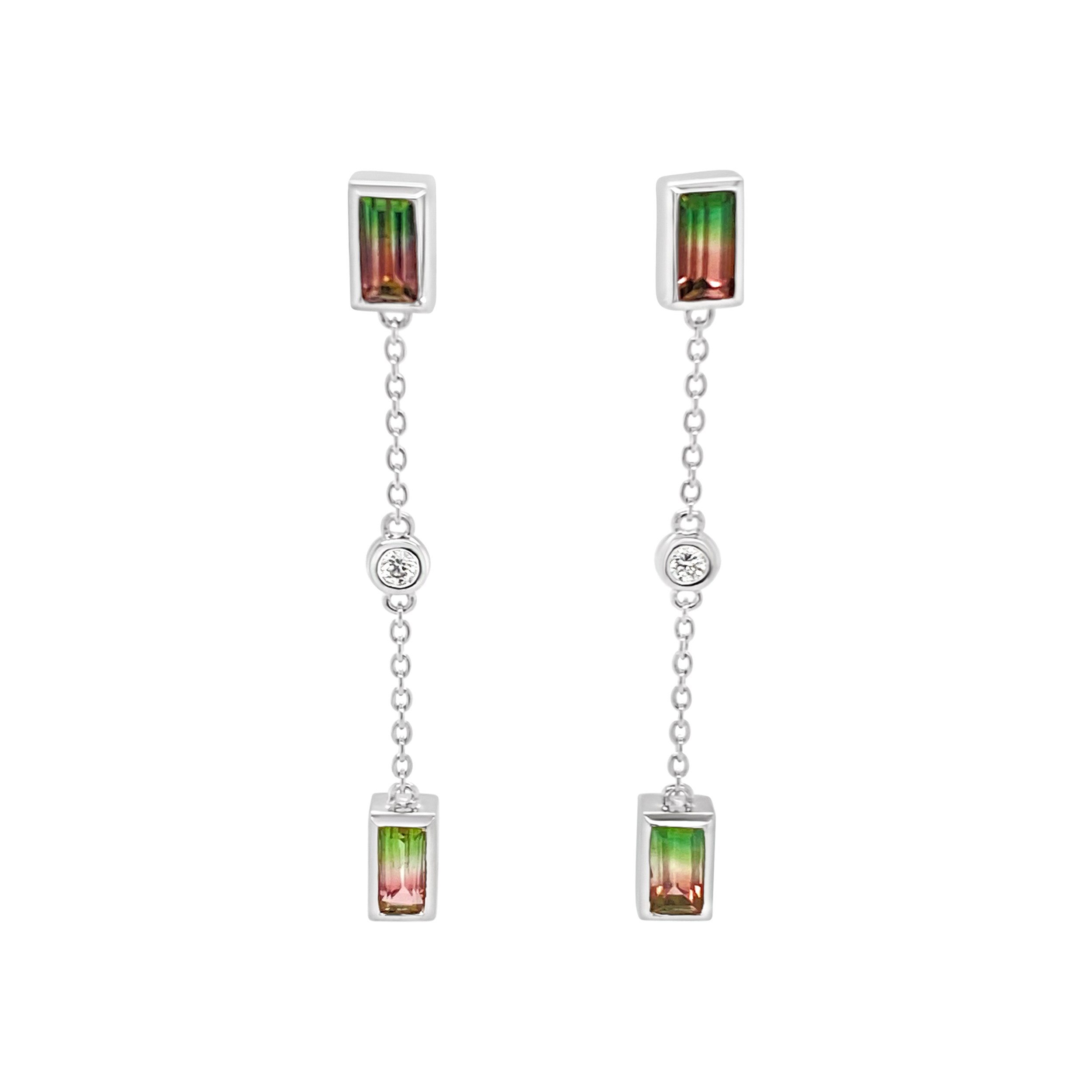 Irisa By Martin Binder Bi-color Tourmaline & Diamond Dangle Earrings