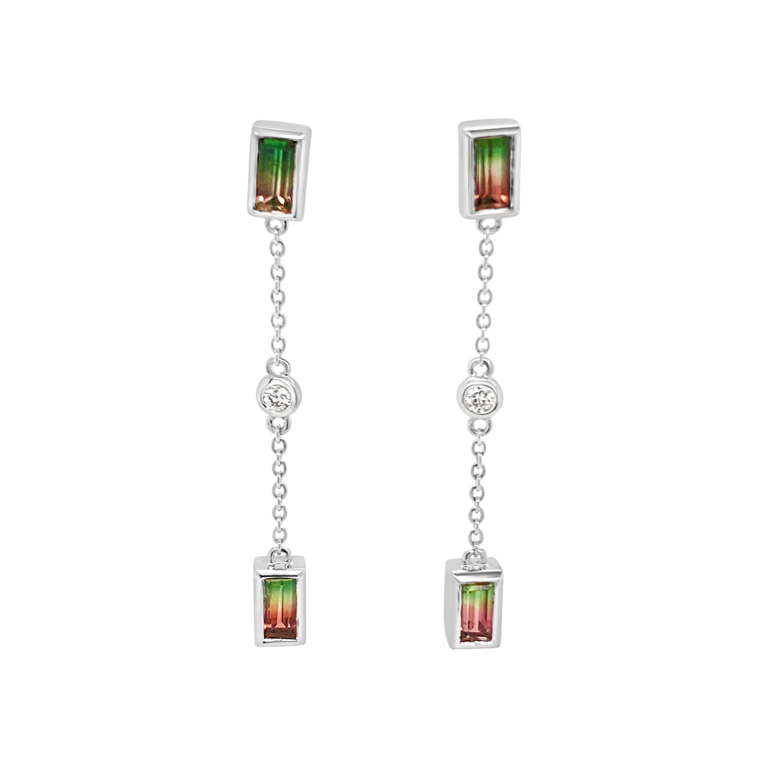 Irisa By Martin Binder Bi-color Tourmaline & Diamond Dangle Earrings
