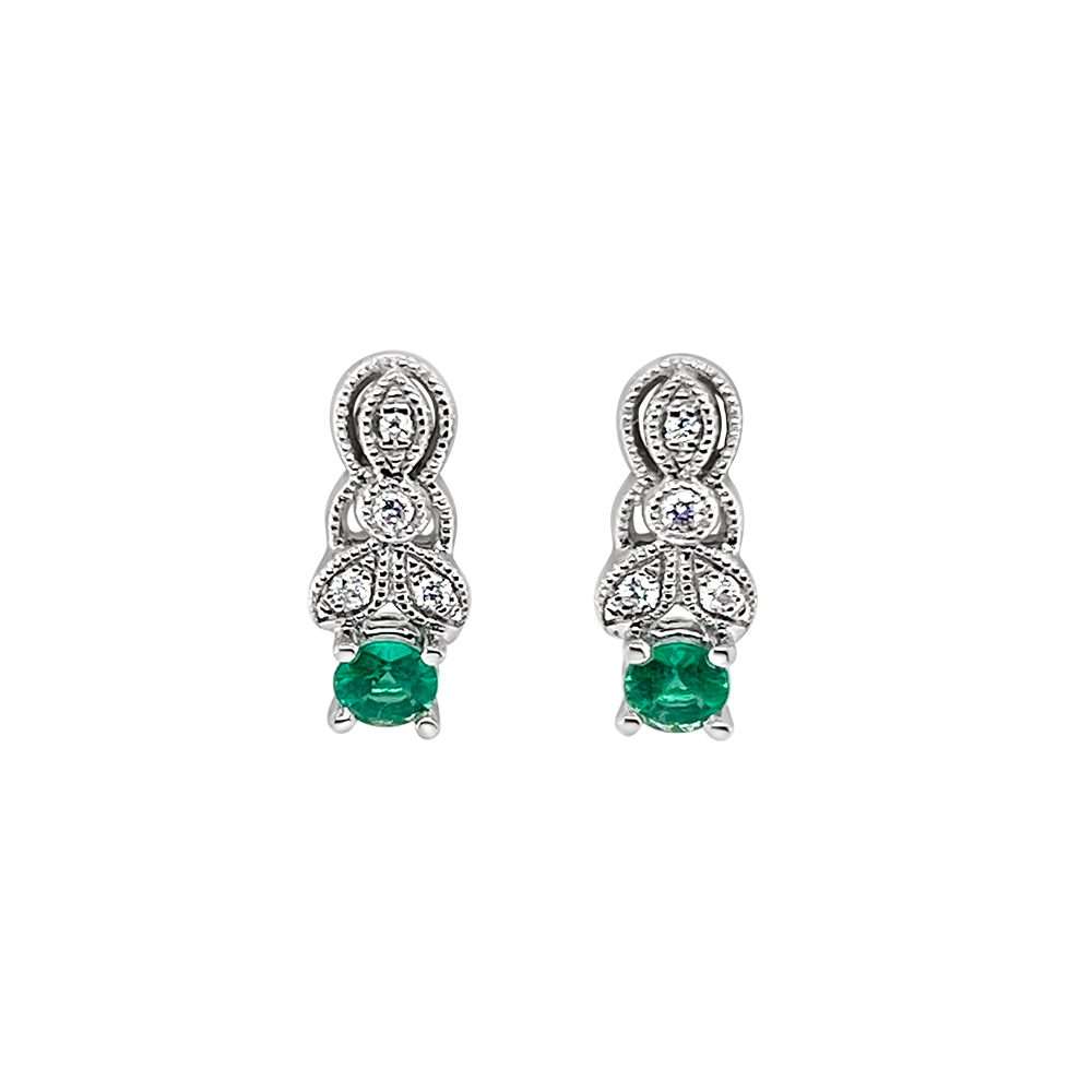 Irisa By Martin Binder Emerald & Diamond Filigree Earrings