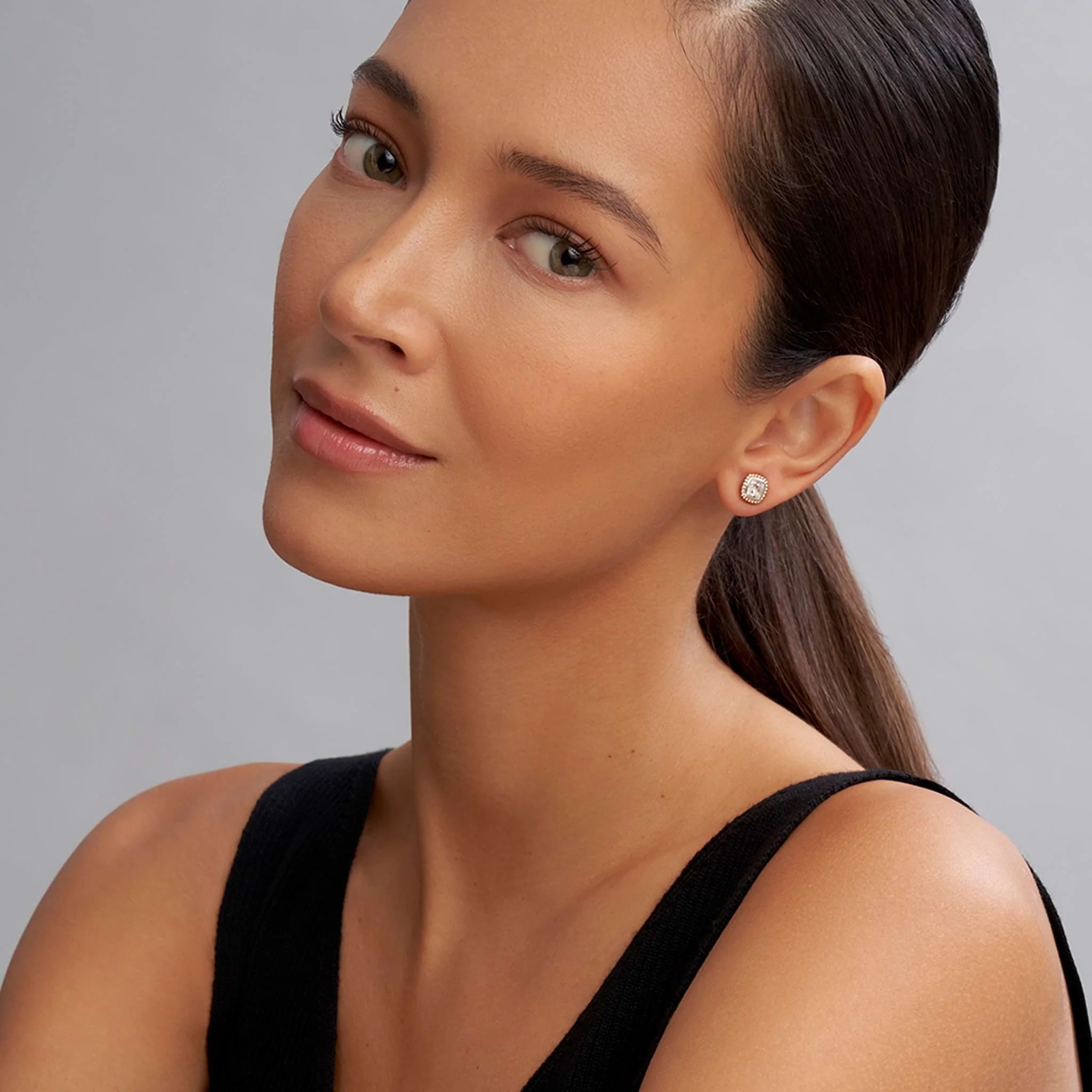 Lagos Caviar Color 18k Gold And White Topaz Stud Earrings