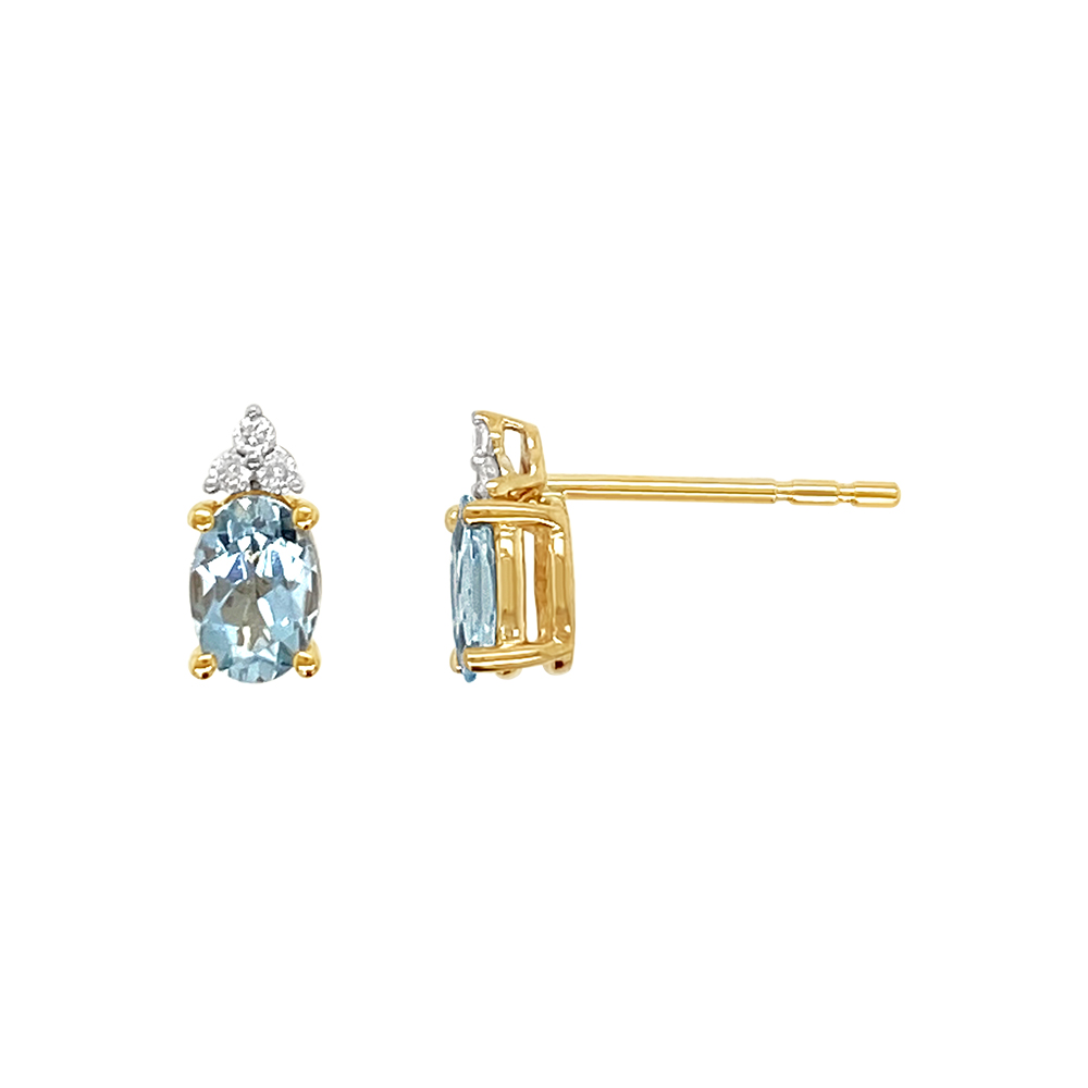 Irisa By Martin Binder Oval Aquamarine & Diamond Stud Earrings