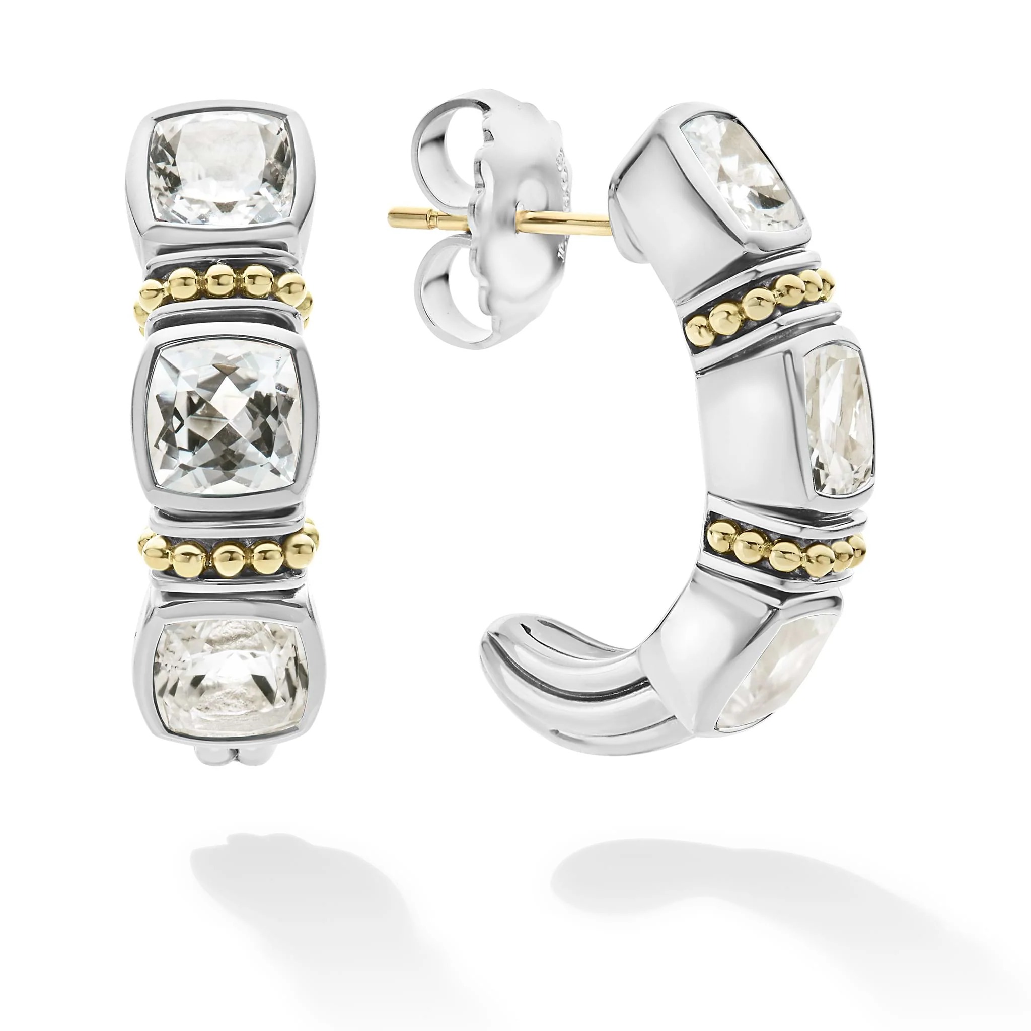 Lagos Caviar Color White Topaz Hoop Earrings
