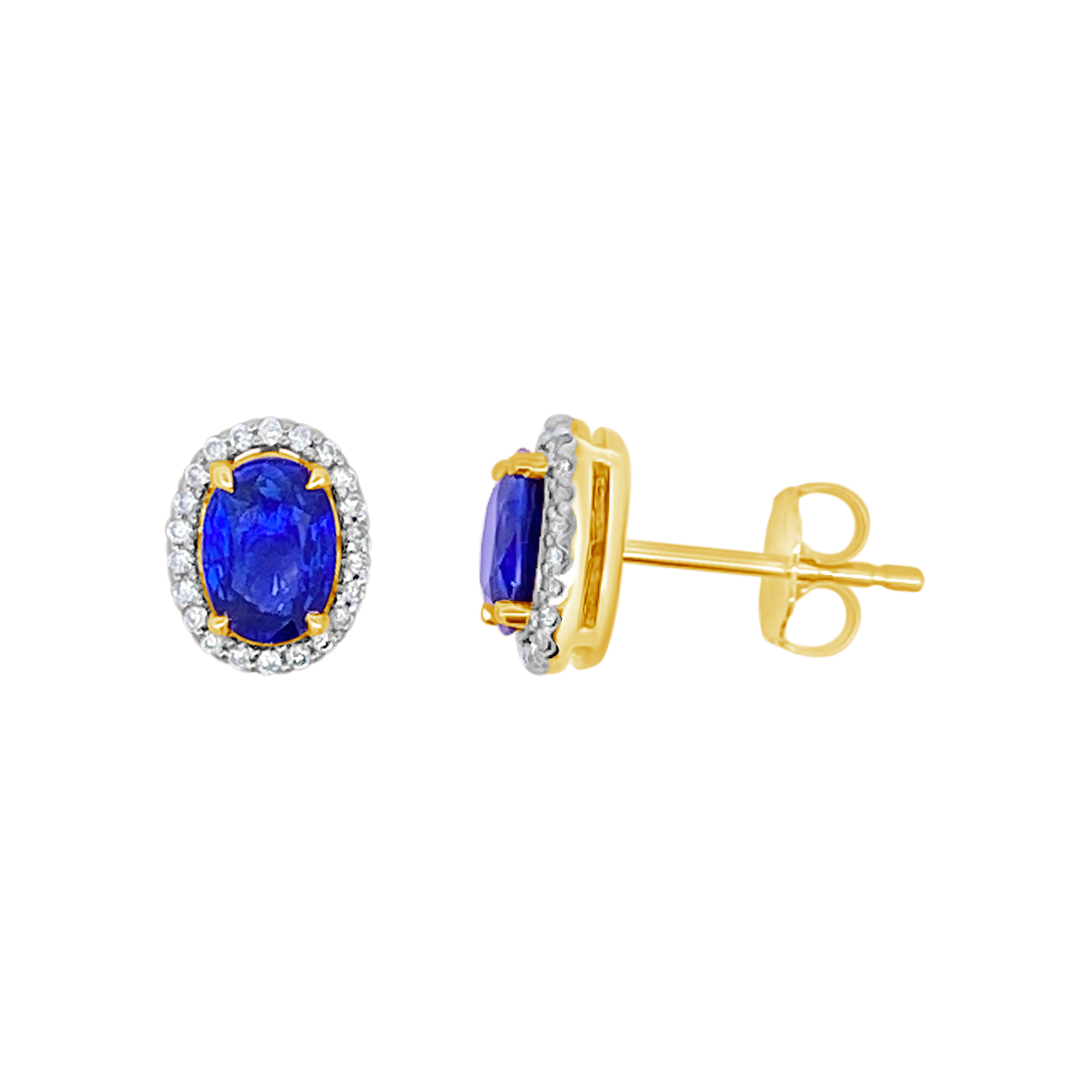Irisa By Martin Binder Oval Blue Sapphire & Diamond Halo Earrings