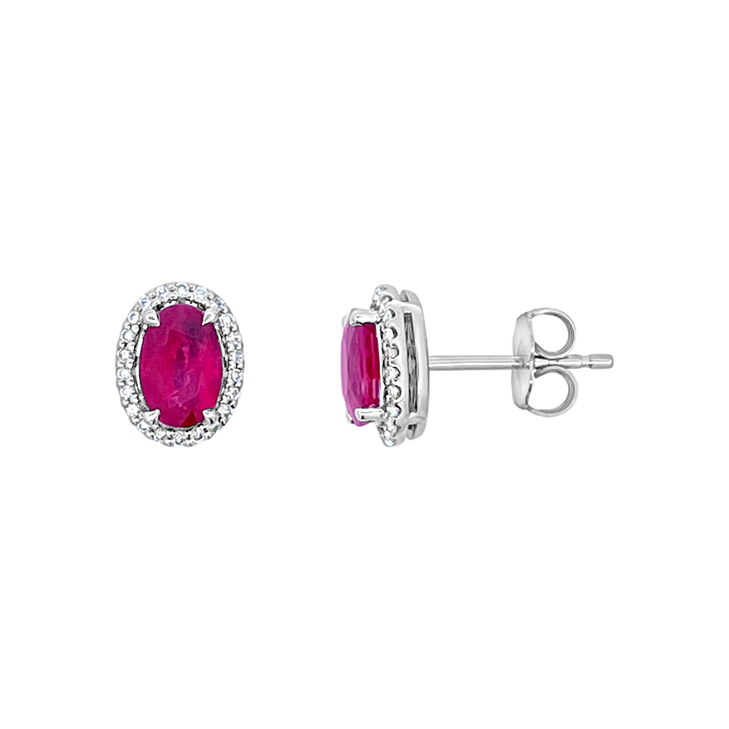 Irisa By Martin Binder Oval Ruby & Diamond Halo Earrings