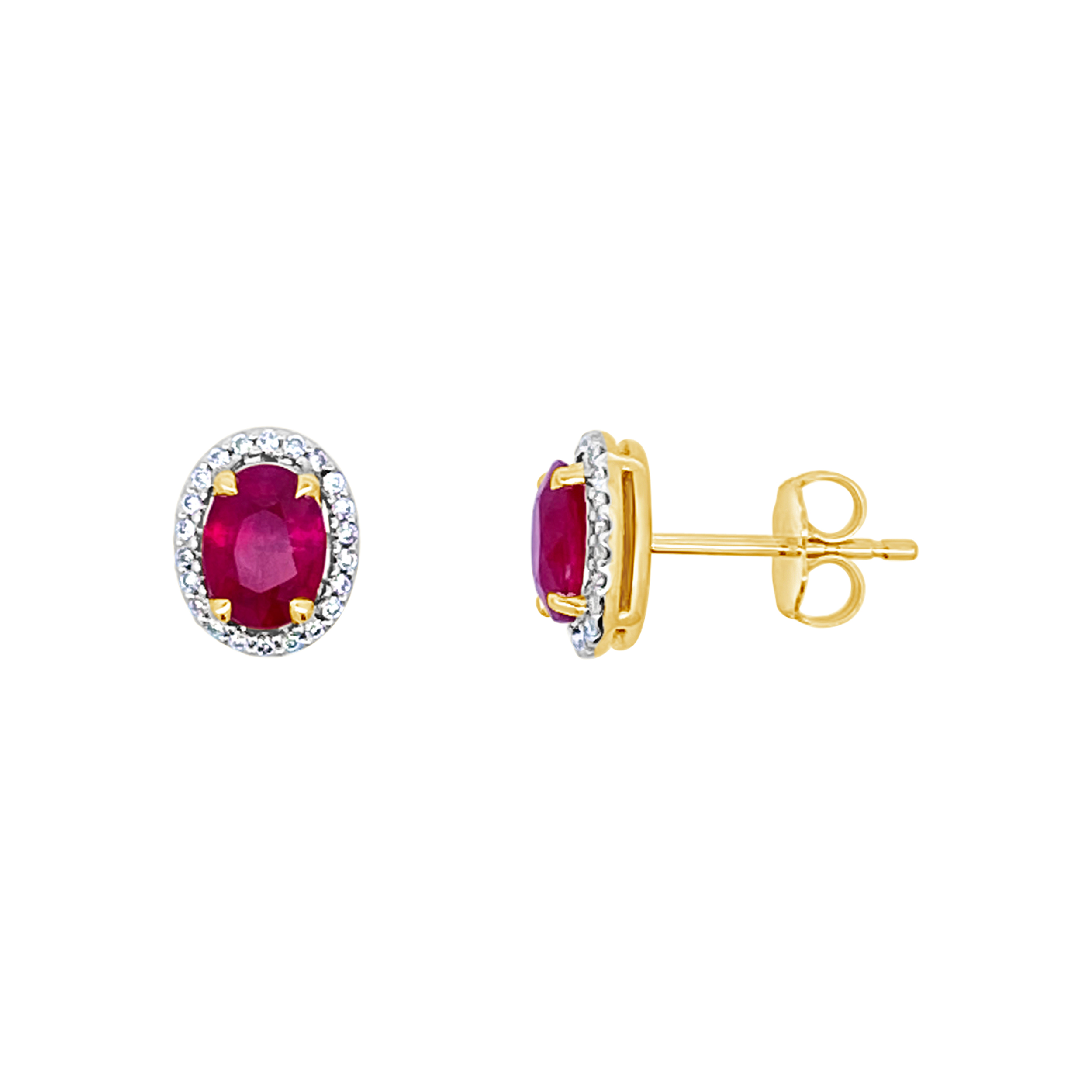 Irisa By Martin Binder Oval Ruby & Diamond Halo Earrings