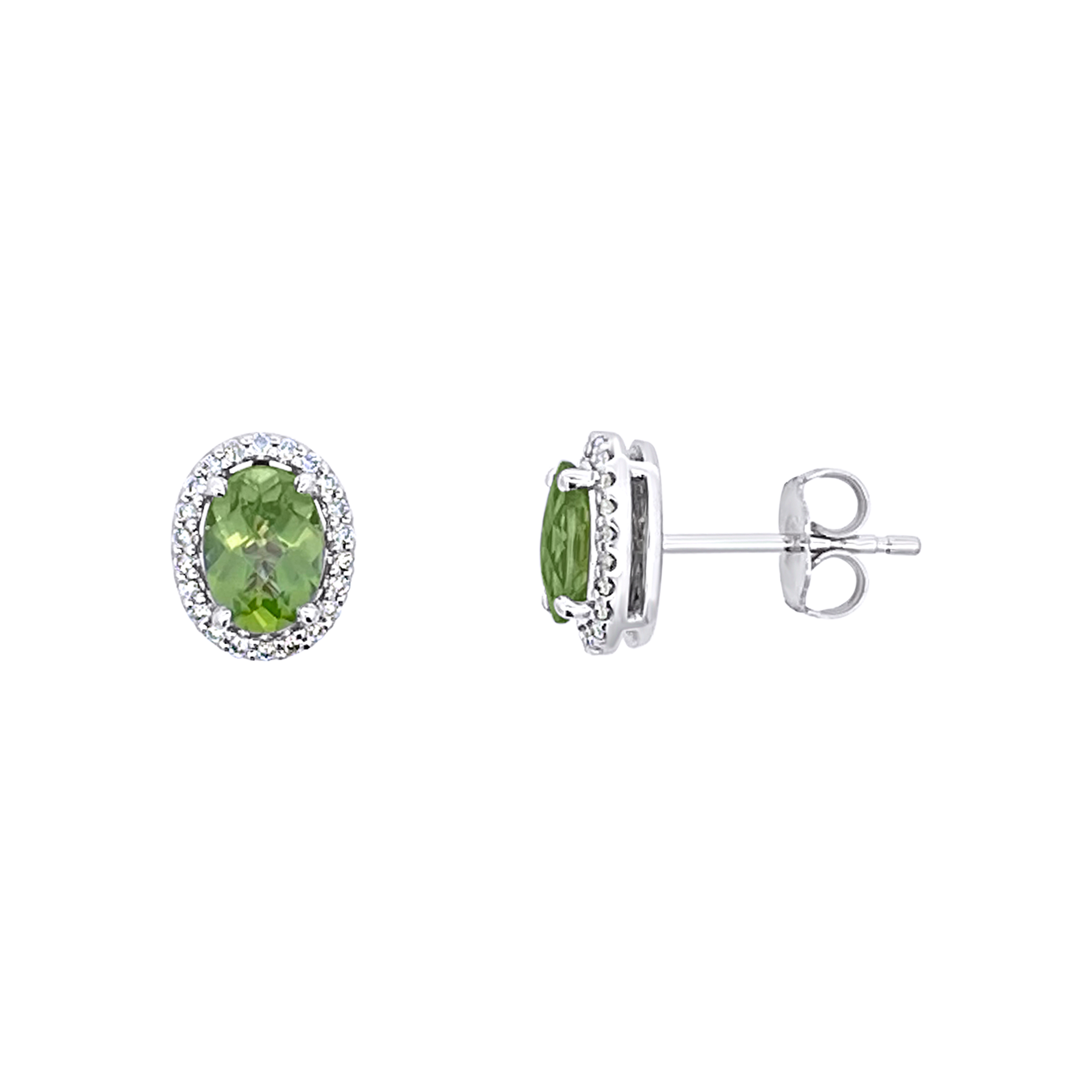 Irisa By Martin Binder Oval Peridot & Diamond Halo Earrings