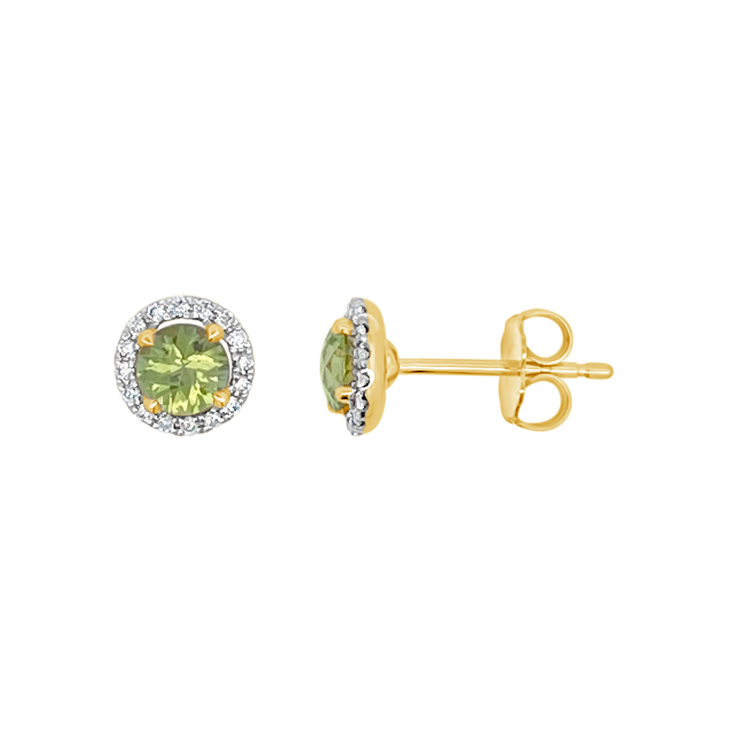 Irisa By Martin Binder Round Peridot & Diamond Halo Earrings