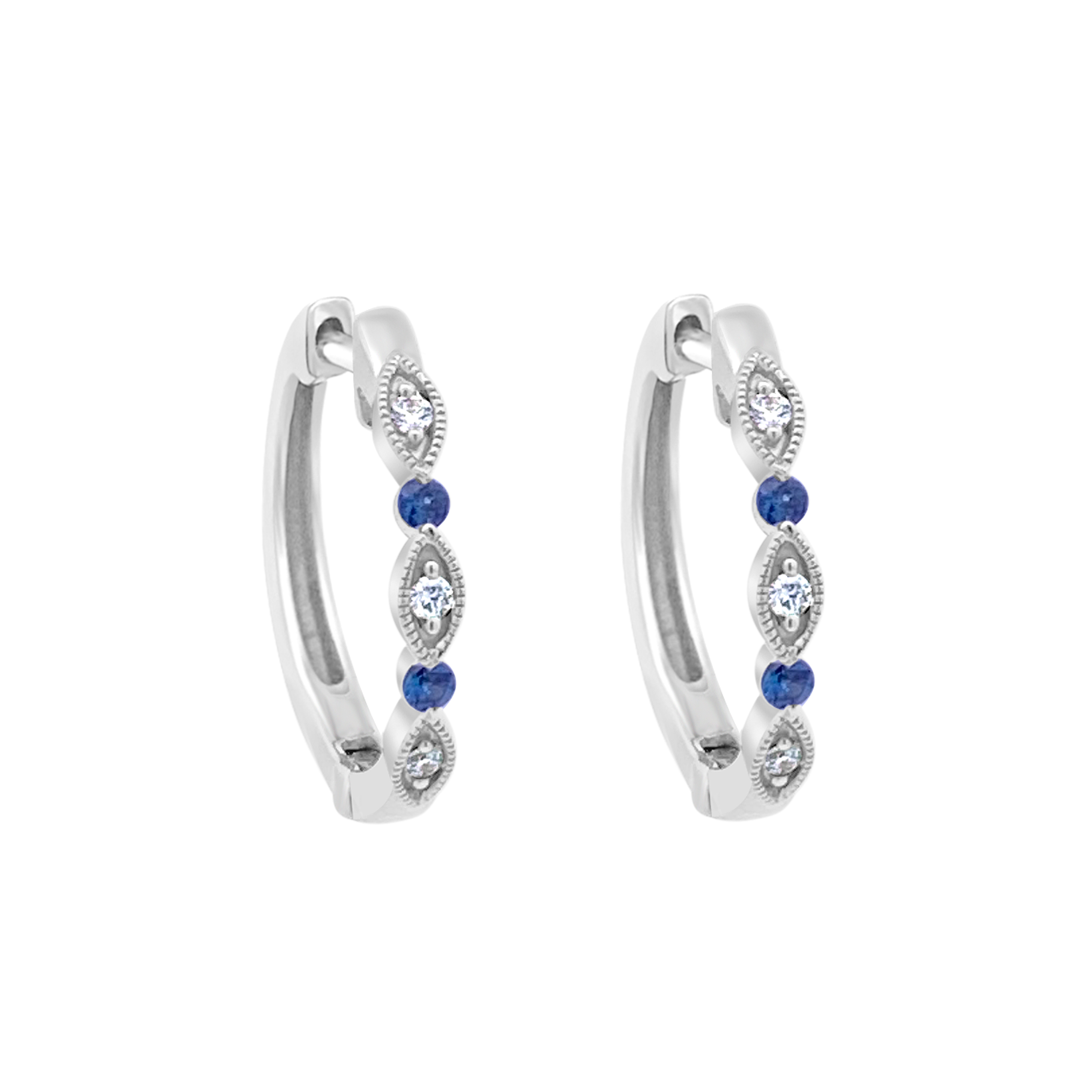 Irisa By Martin Binder Blue Sapphire & Diamond Hoop Earrings