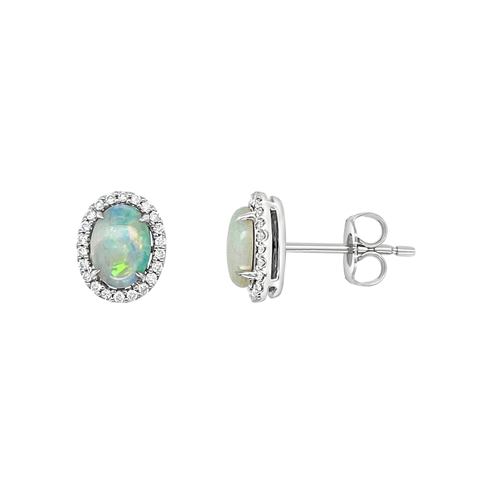 Irisa By Martin Binder Oval Opal & Diamond Halo Stud Earrings