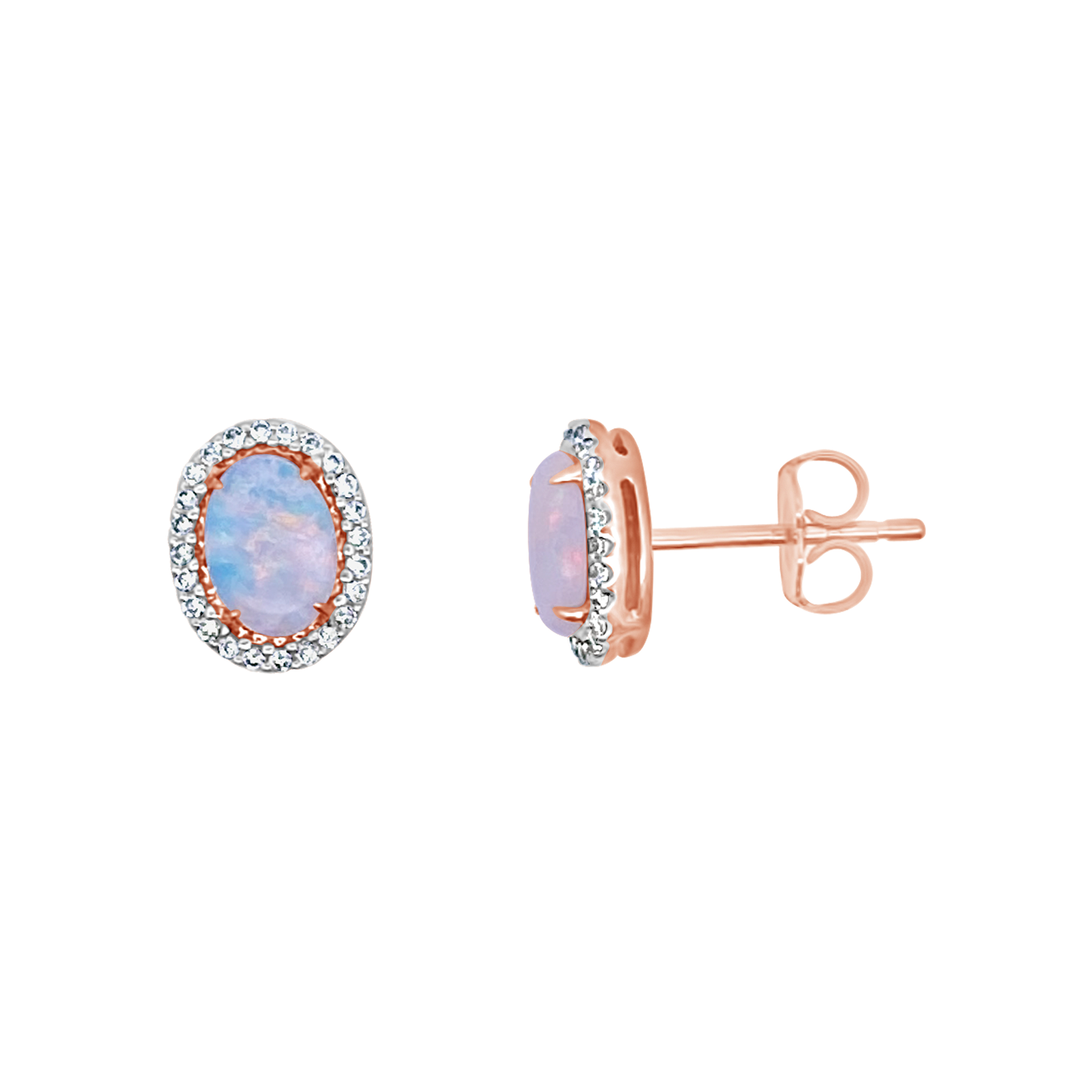 Irisa By Martin Binder Oval Opal & Diamond Halo Stud Earrings