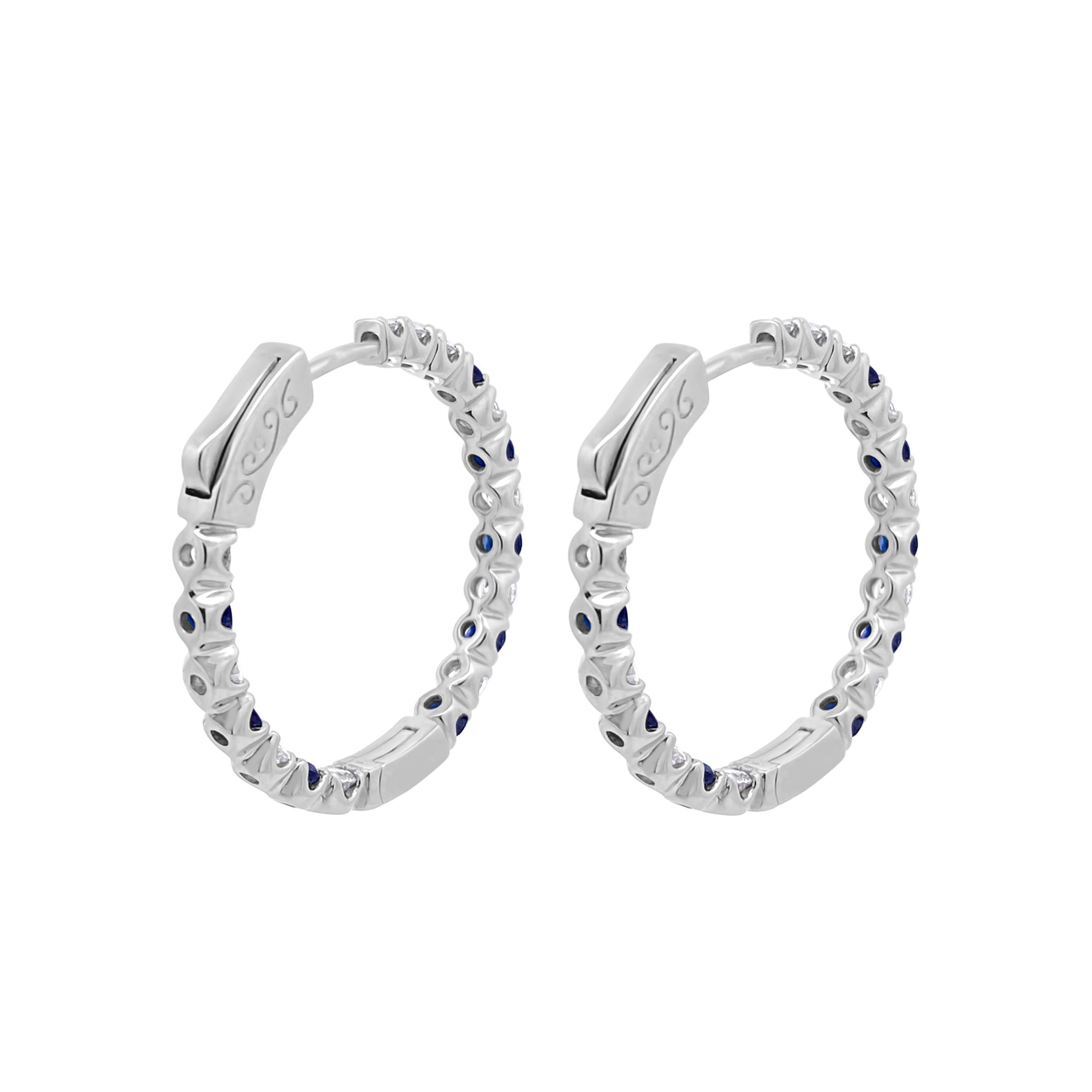 Irisa By Martin Binder Blue Sapphire & Diamond Hoop Earrings