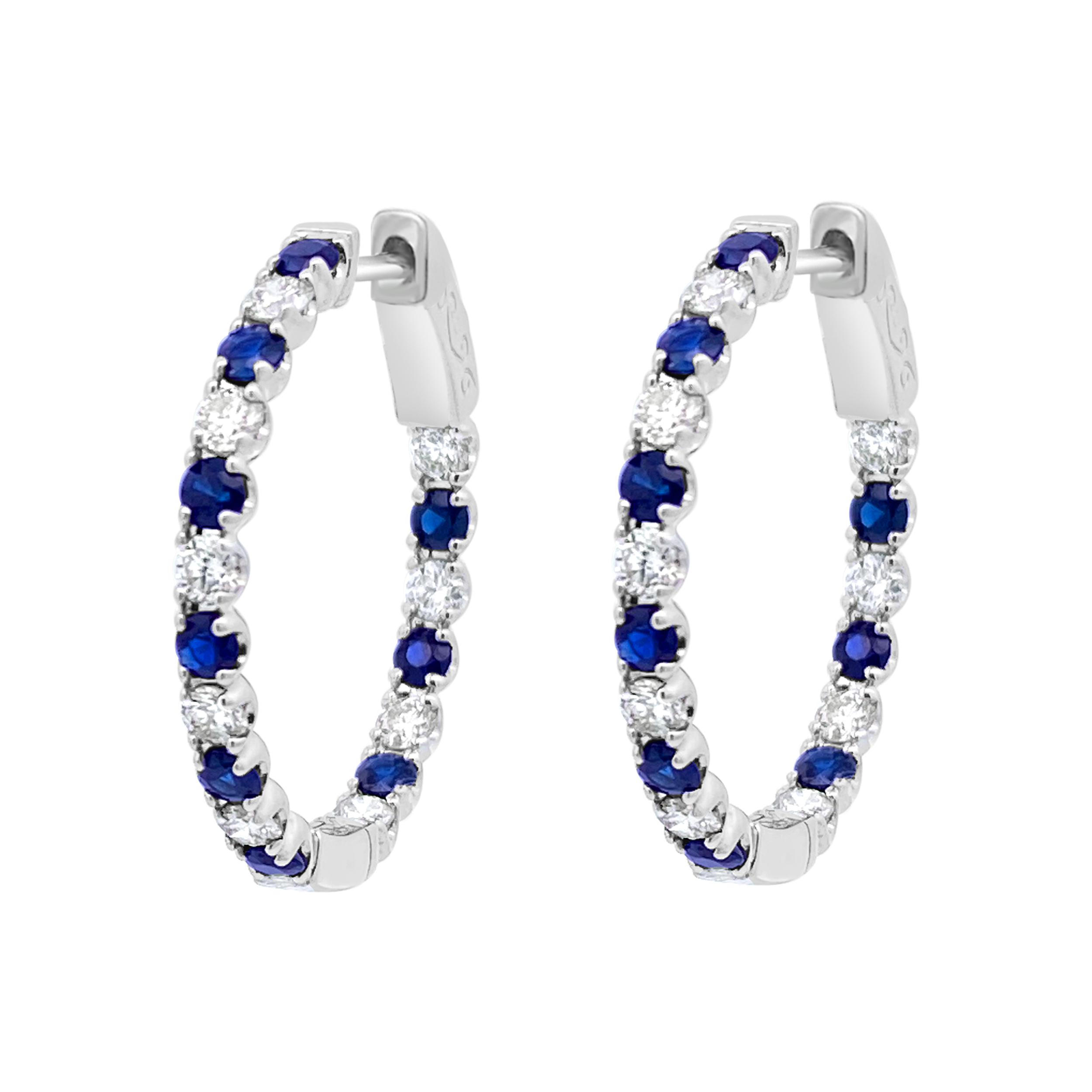 Irisa By Martin Binder Blue Sapphire & Diamond Hoop Earrings