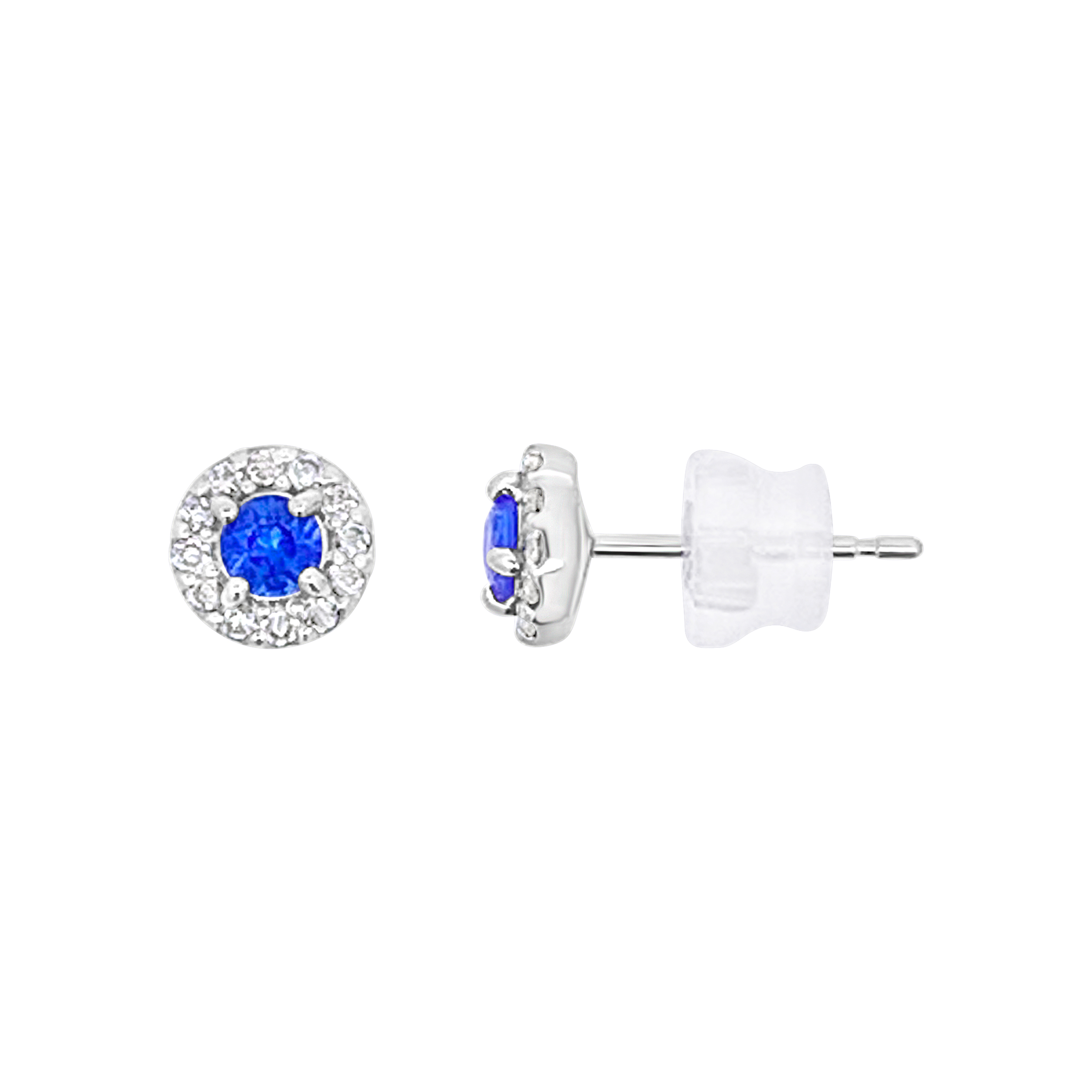 Irisa By Martin Binder Platinum Blue Sapphire & Diamond Halo Stud Earrings