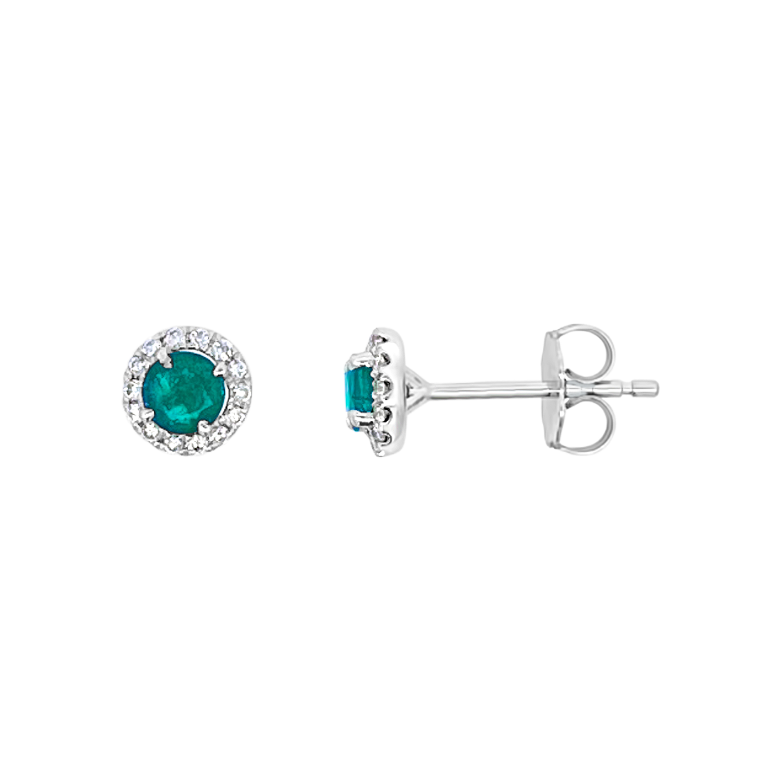 Irisa By Martin Binder Emerald & Diamond Halo Stud Earrings
