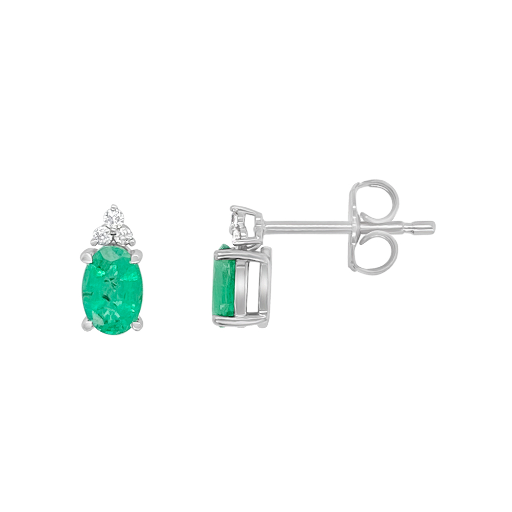 Irisa By Martin Binder Oval Emerald & Diamond Stud Earrings