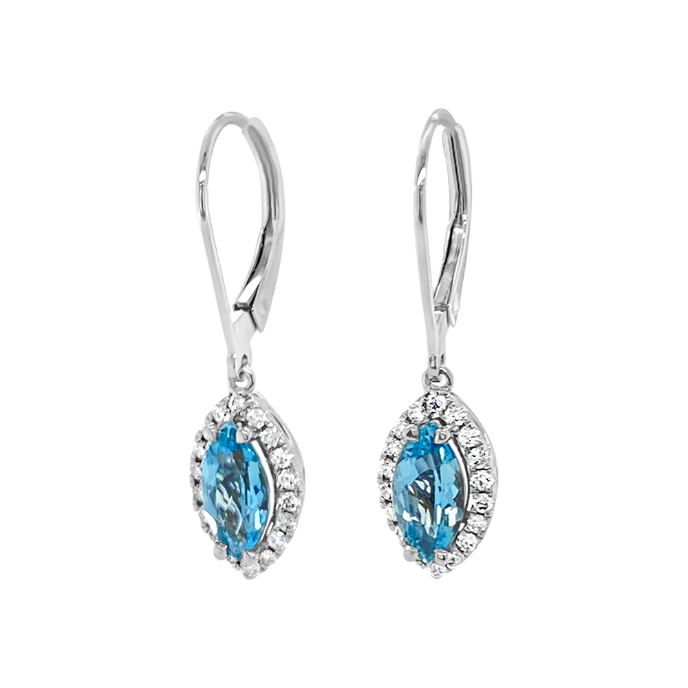 Irisa By Martin Binder Marquise Aquamarine & Diamond Dangle Earrings