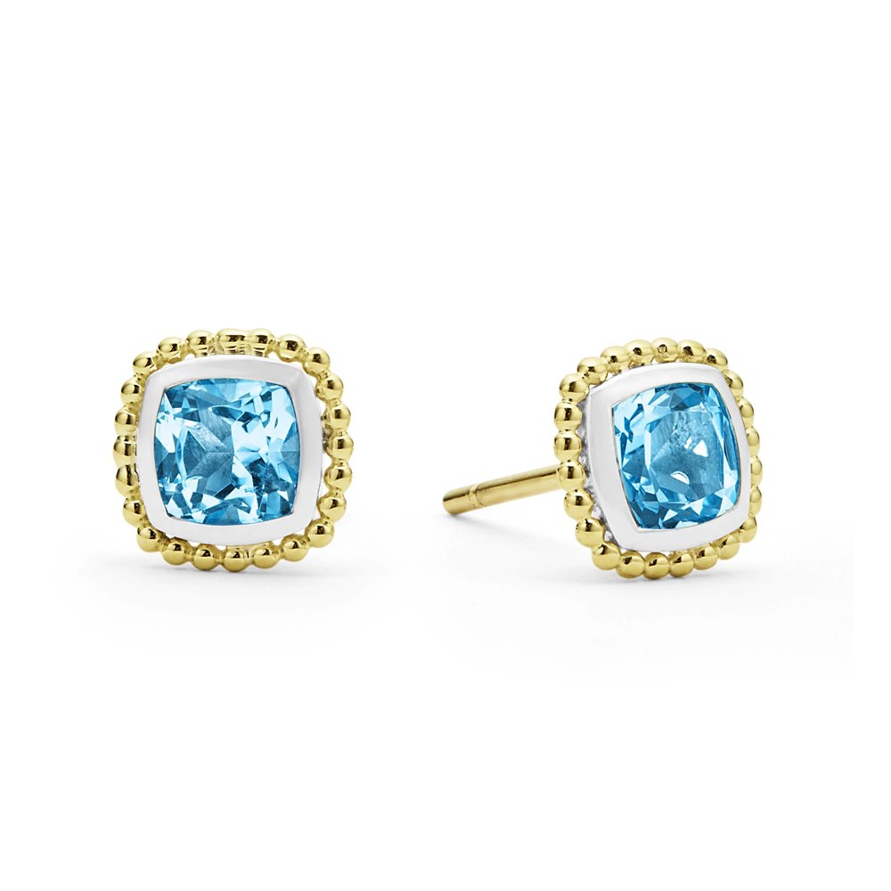 Lagos Caviar Color Blue Topaz Caviar Stud Earrings