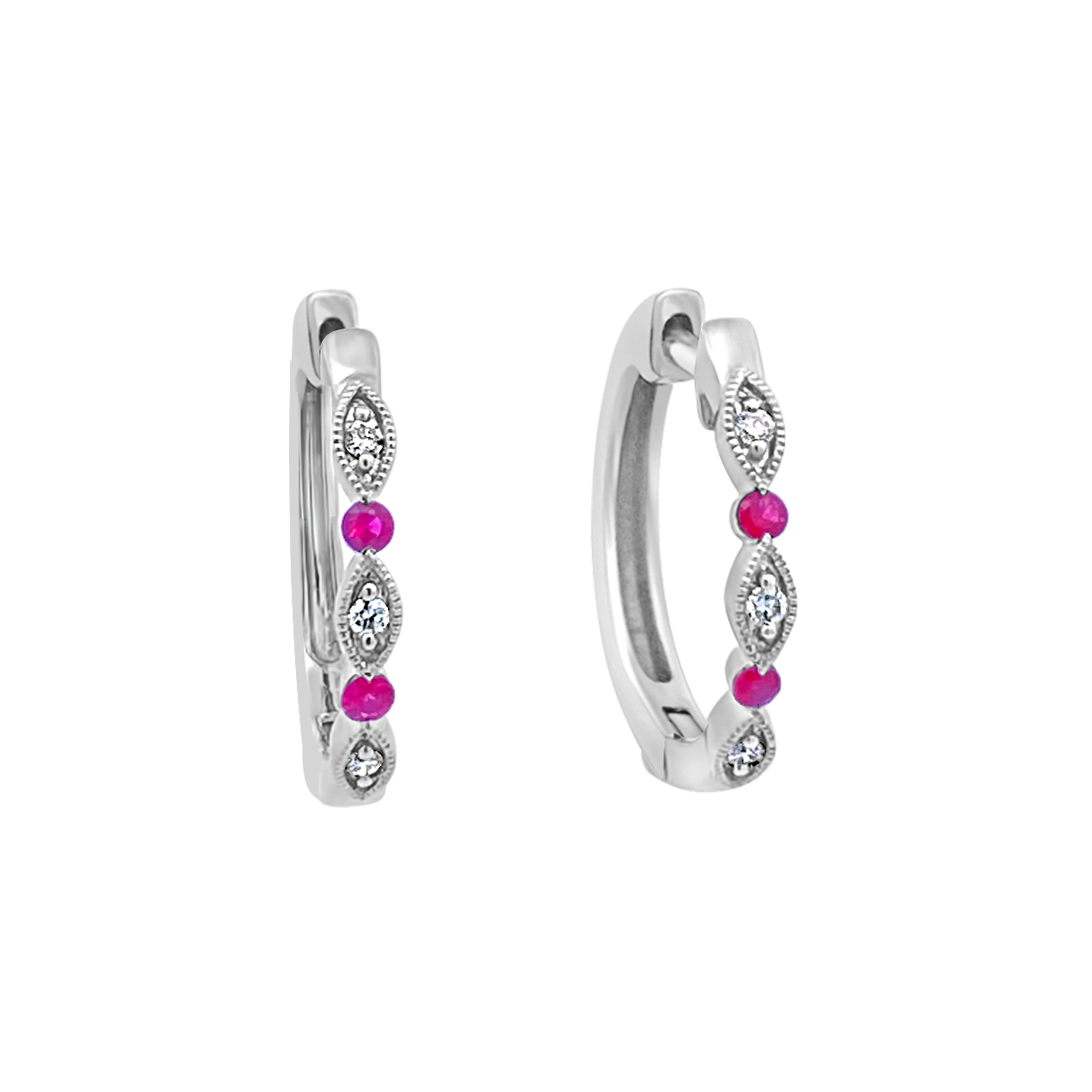 Irisa By Martin Binder Ruby & Diamond Hoop Earrings