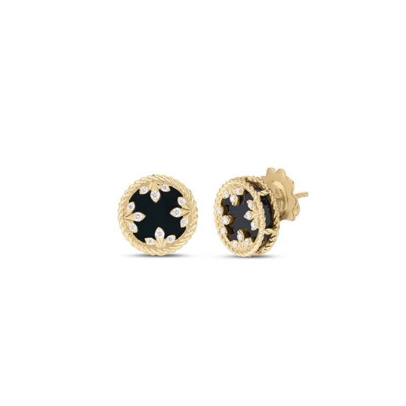 Roberto Coin Venetian Medallion Black Jade Earrings