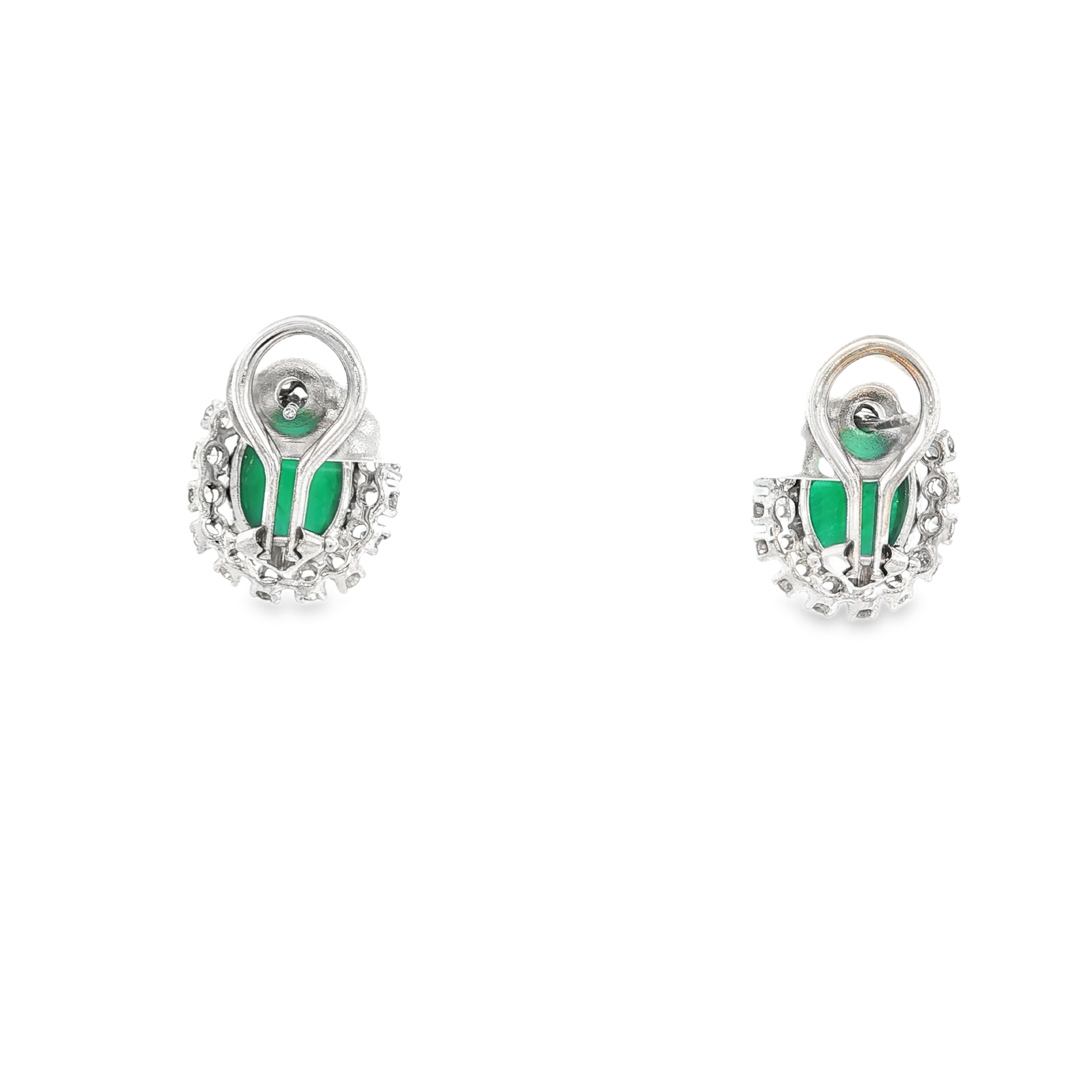 Estate by Martin Binder Emerald & Diamond Omega Back Earrings