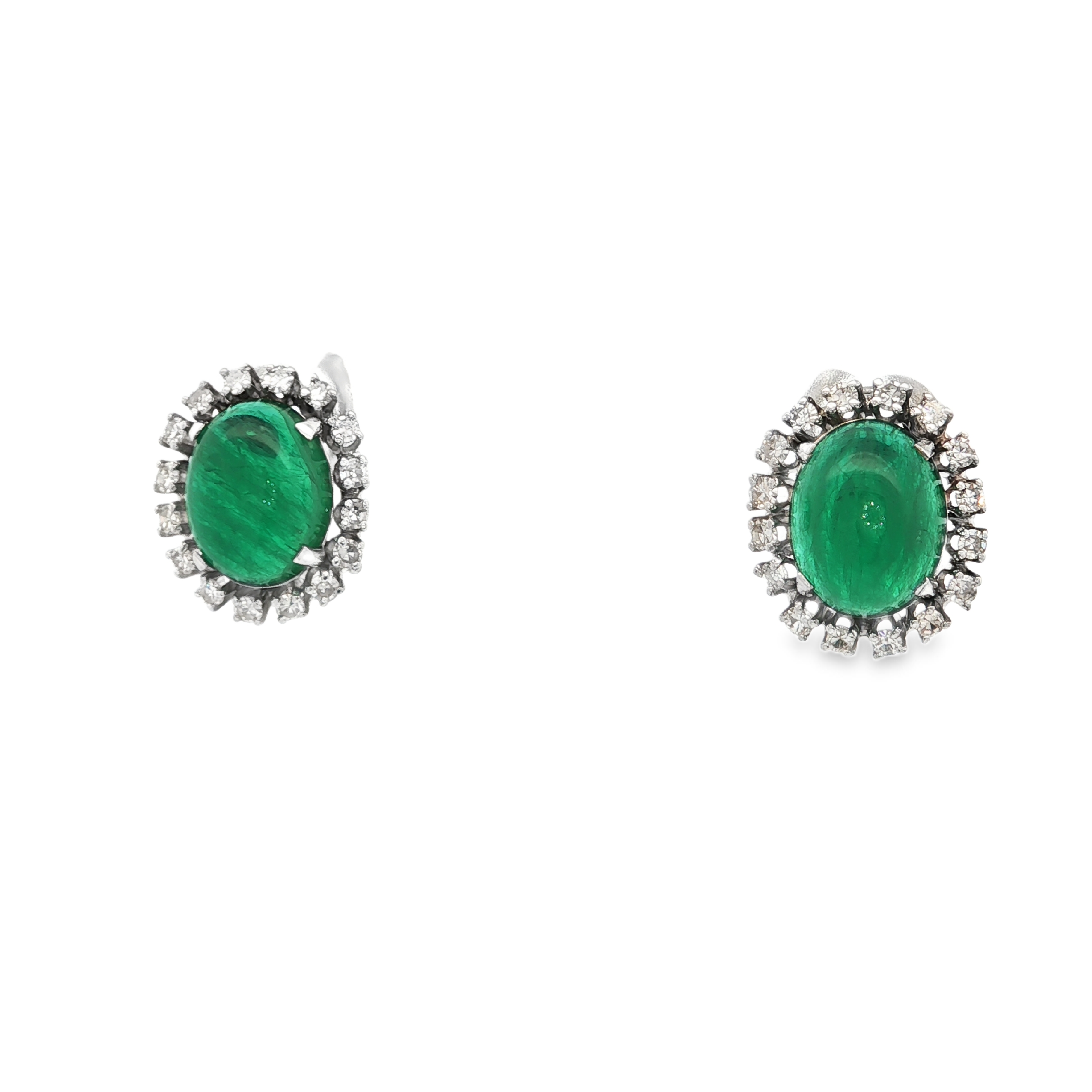 Estate by Martin Binder Emerald & Diamond Omega Back Earrings