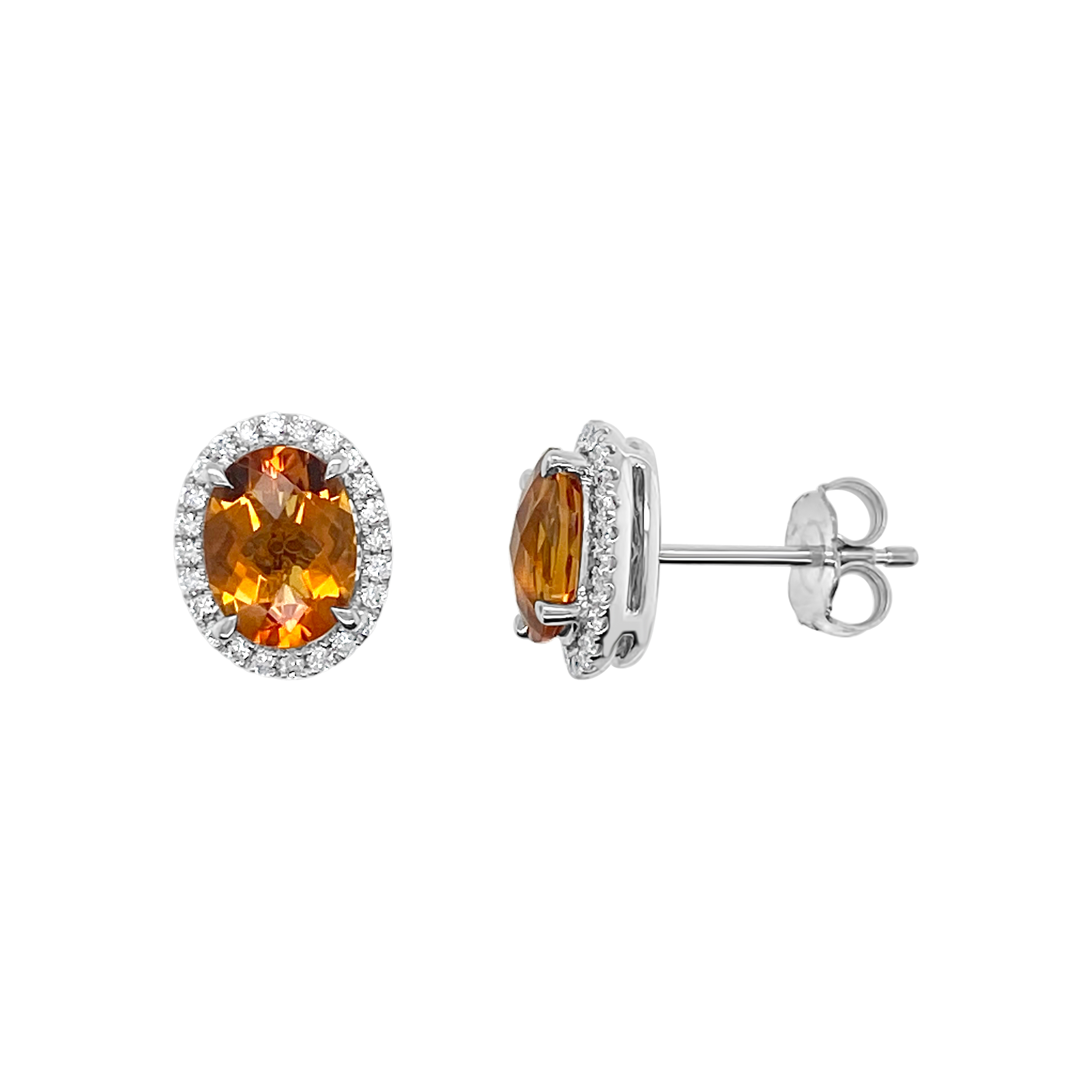 Irisa By Martin Binder Oval Citrine & Diamond Halo Earrings