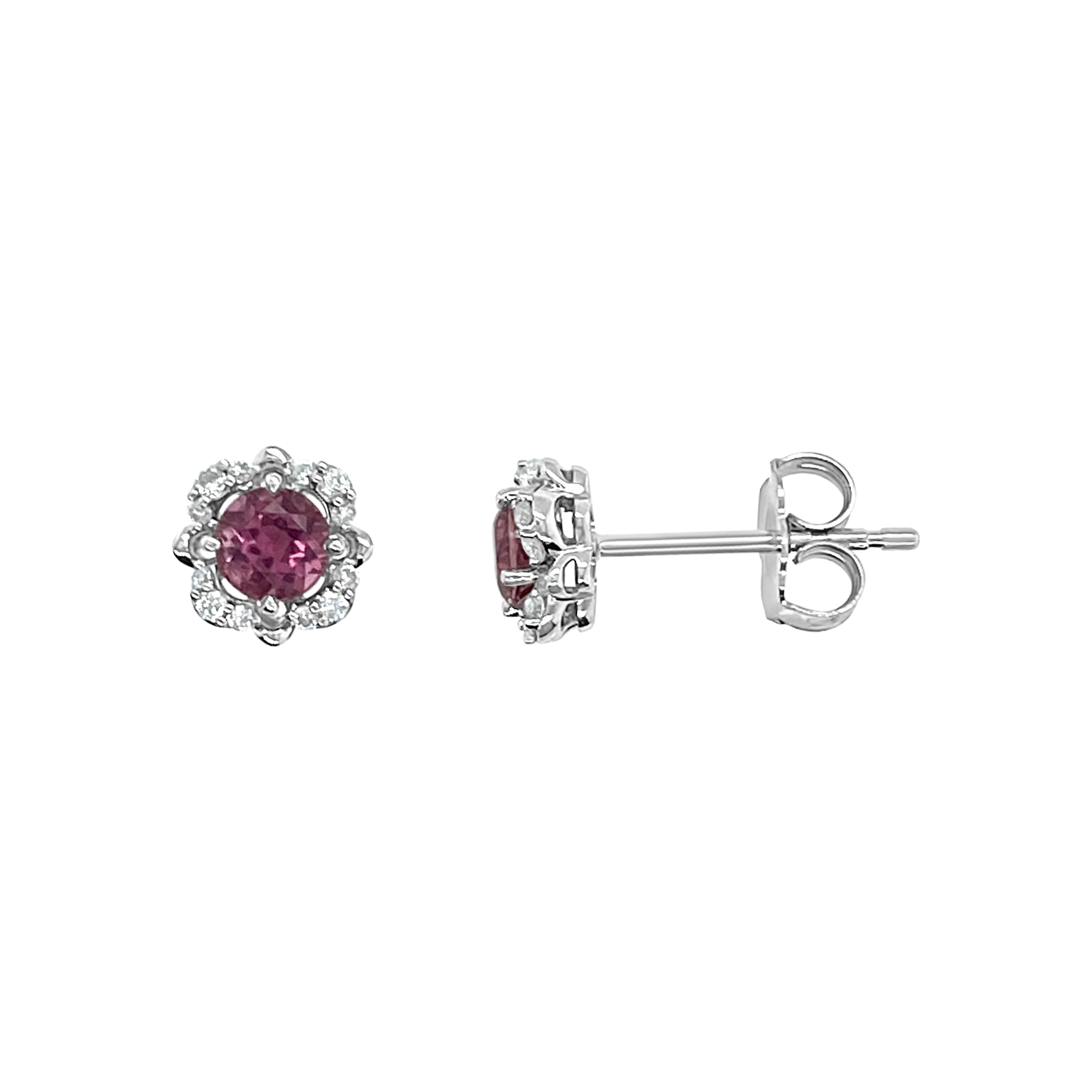 Irisa By Martin Binder Pink Tourmaline & Diamond Halo Earrings
