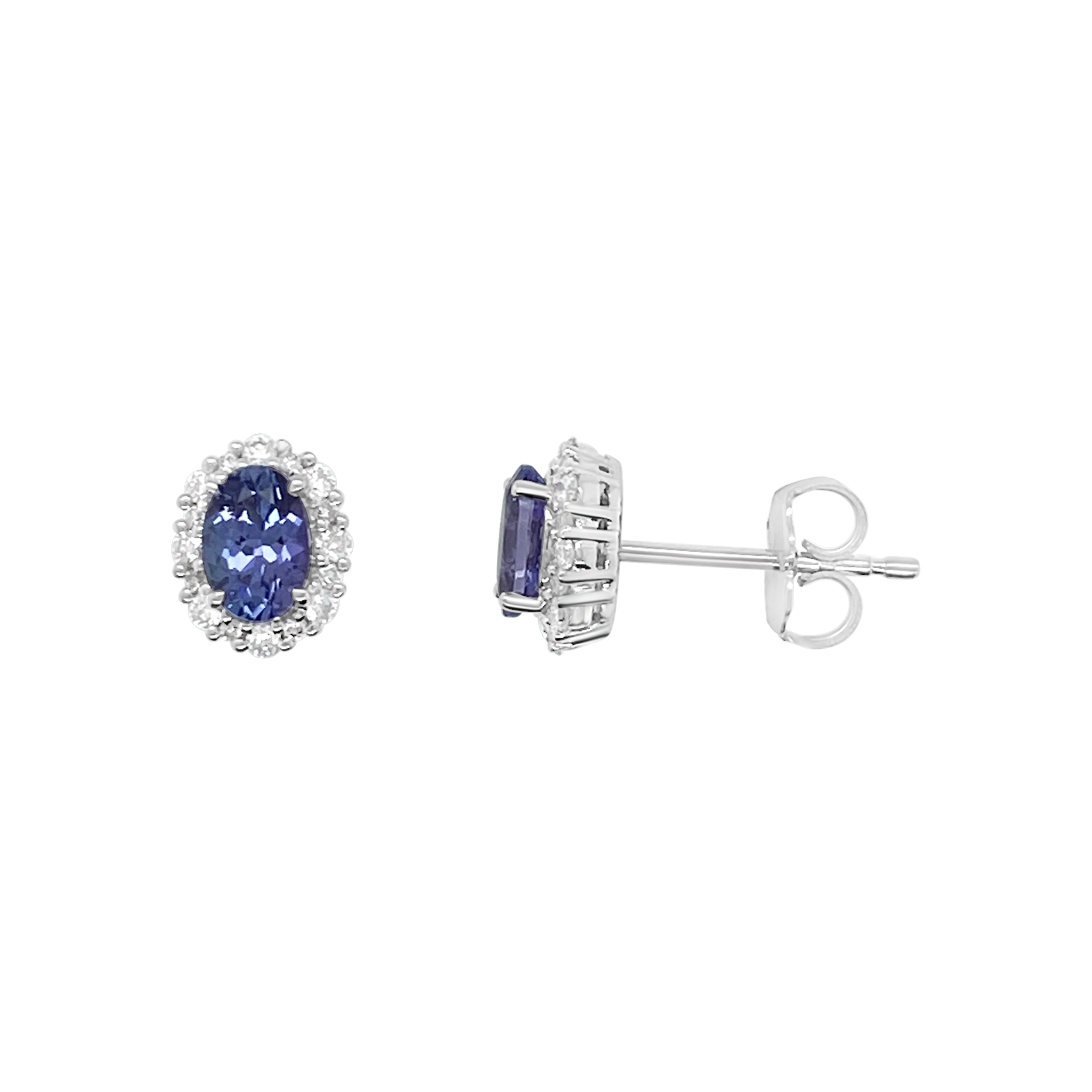 Irisa By Martin Binder Oval Tanzanite & Diamond Halo Earrings